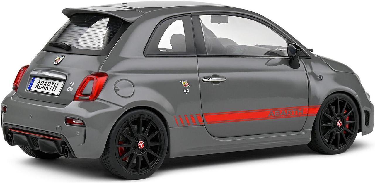 Alt view image 3 of 5 - 2022 Fiat 695 Abarth XSR Yamaha Record Gray with Red Stripes 1/18 Diecast Model Car by Solido
