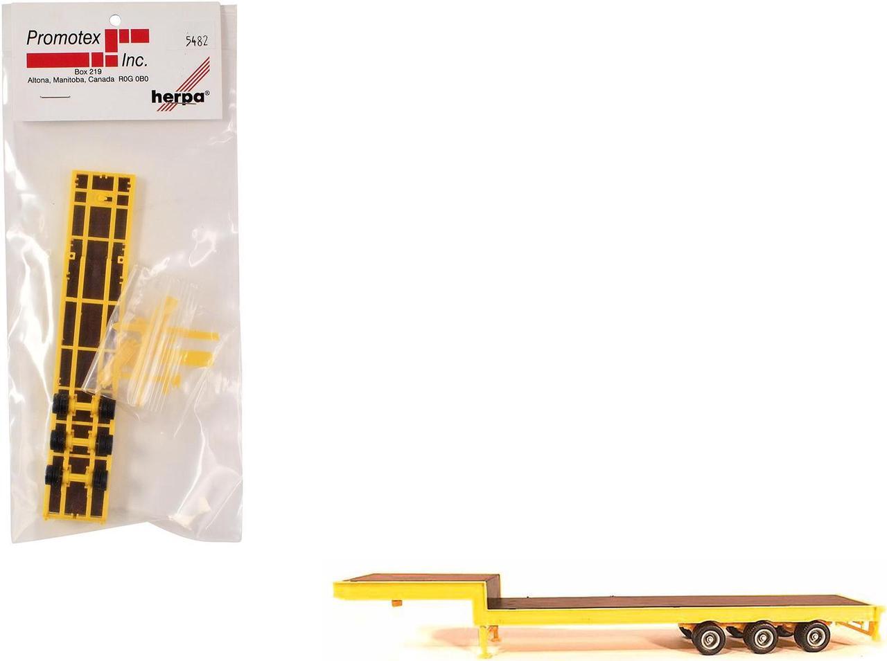 Main image of 3-Axle Step Deck Equipment Trailer with Ramps Yellow 1/87 (HO) Plastic Model by Promotex