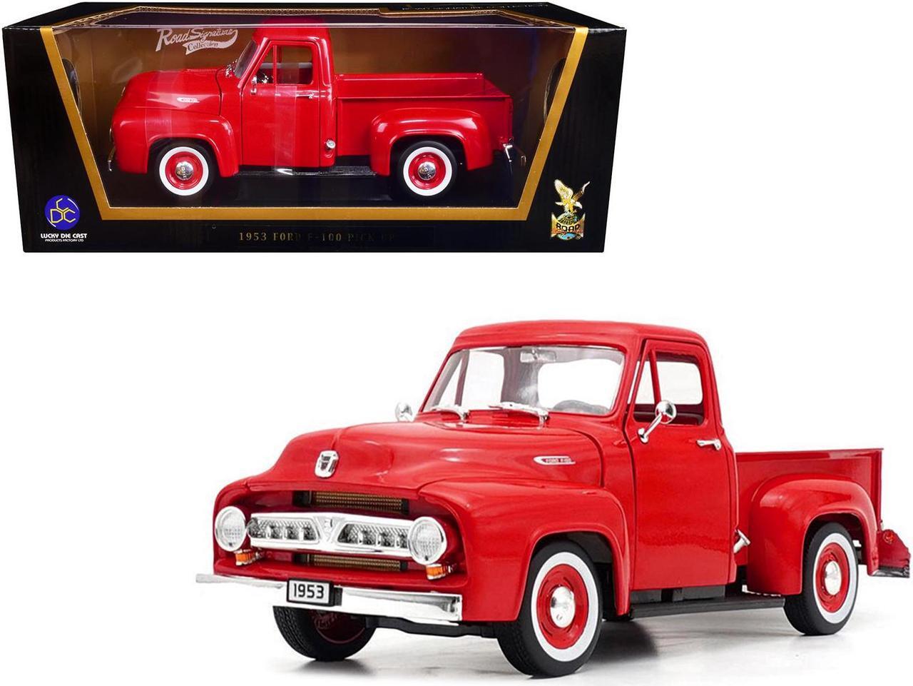 Main image of 1953 Ford F-100 Pickup Truck Red 1/18 Diecast Model Car by Road Signature
