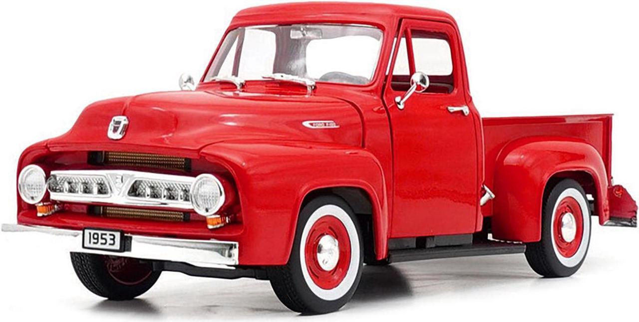 Alt view image 2 of 6 - 1953 Ford F-100 Pickup Truck Red 1/18 Diecast Model Car by Road Signature