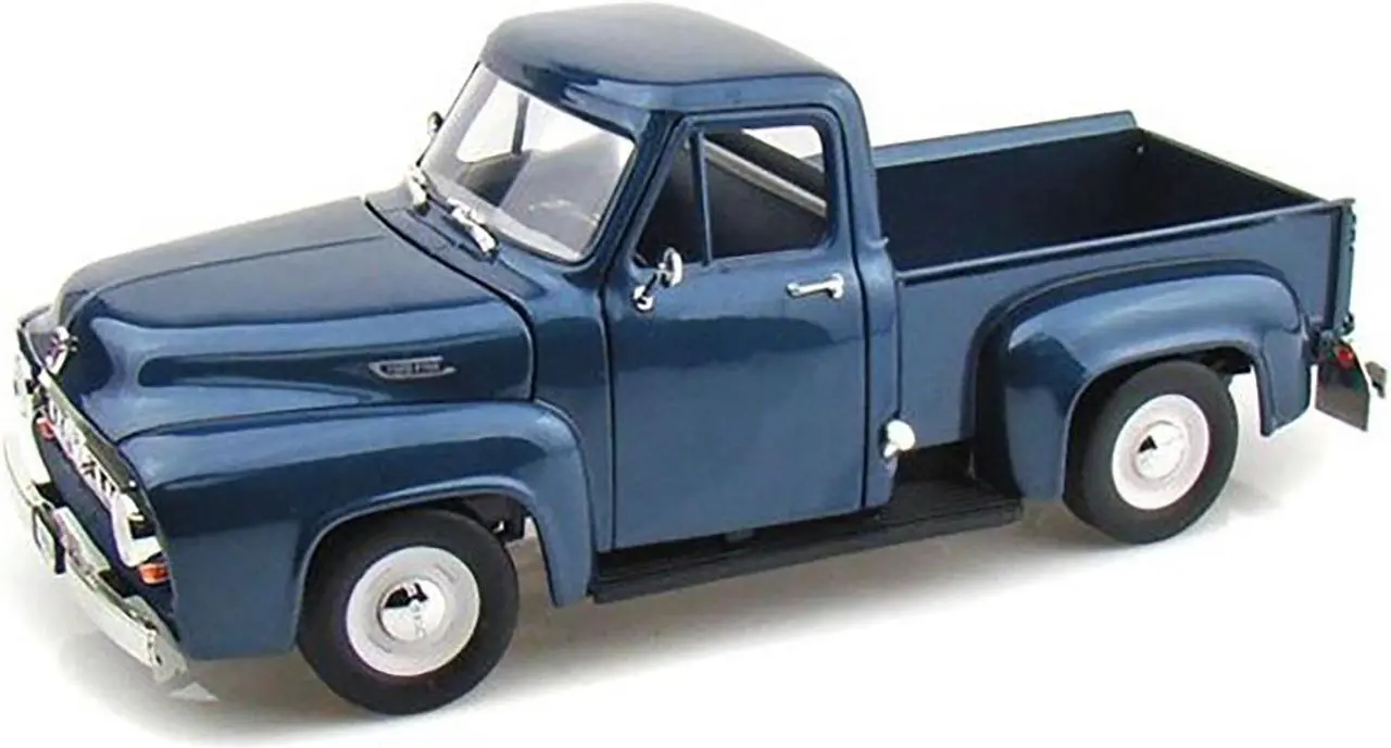 Alt view image 4 of 6 - 1953 Ford F-100 Pickup Dark Blue 1/18 Diecast Model Car by Road Signature