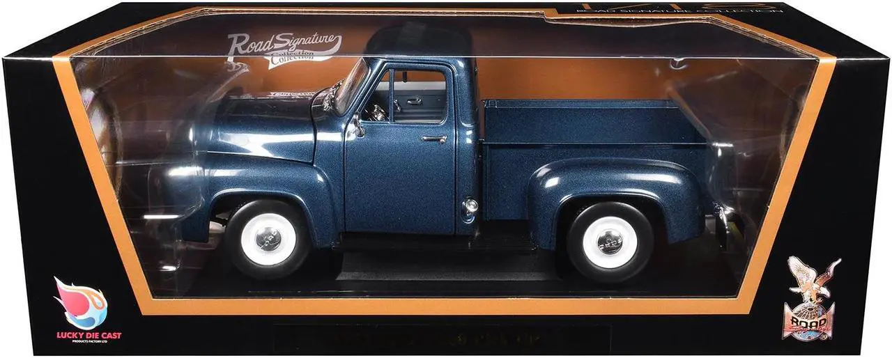 Alt view image 3 of 6 - 1953 Ford F-100 Pickup Dark Blue 1/18 Diecast Model Car by Road Signature