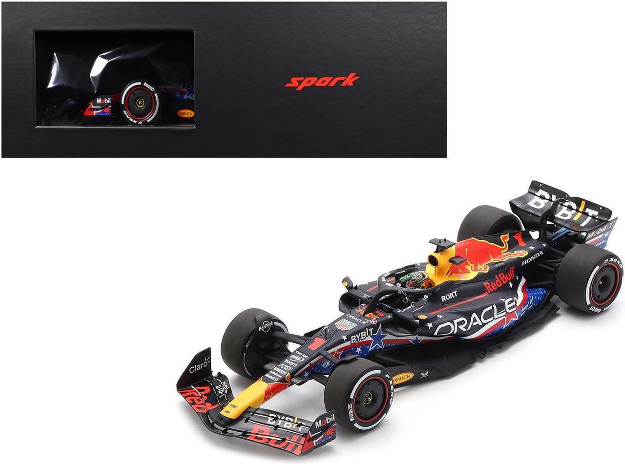 Main image of Red Bull Racing RB19 #1 "Oracle" Winner F1 "United States GP" (2023) and Acrylic Display Case  1/18 Model Car by Spark