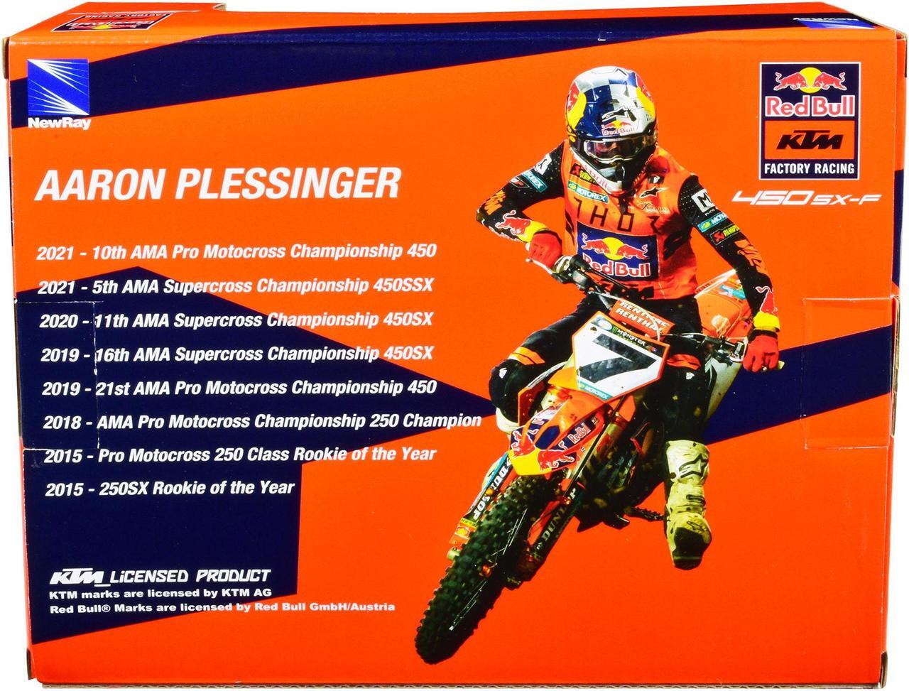 Alt view image 6 of 6 - KTM 450 SX-F Motorcycle #7 Aaron Plessinger "Red Bull KTM Factory Racing" 1/12 Diecast Model by New Ray