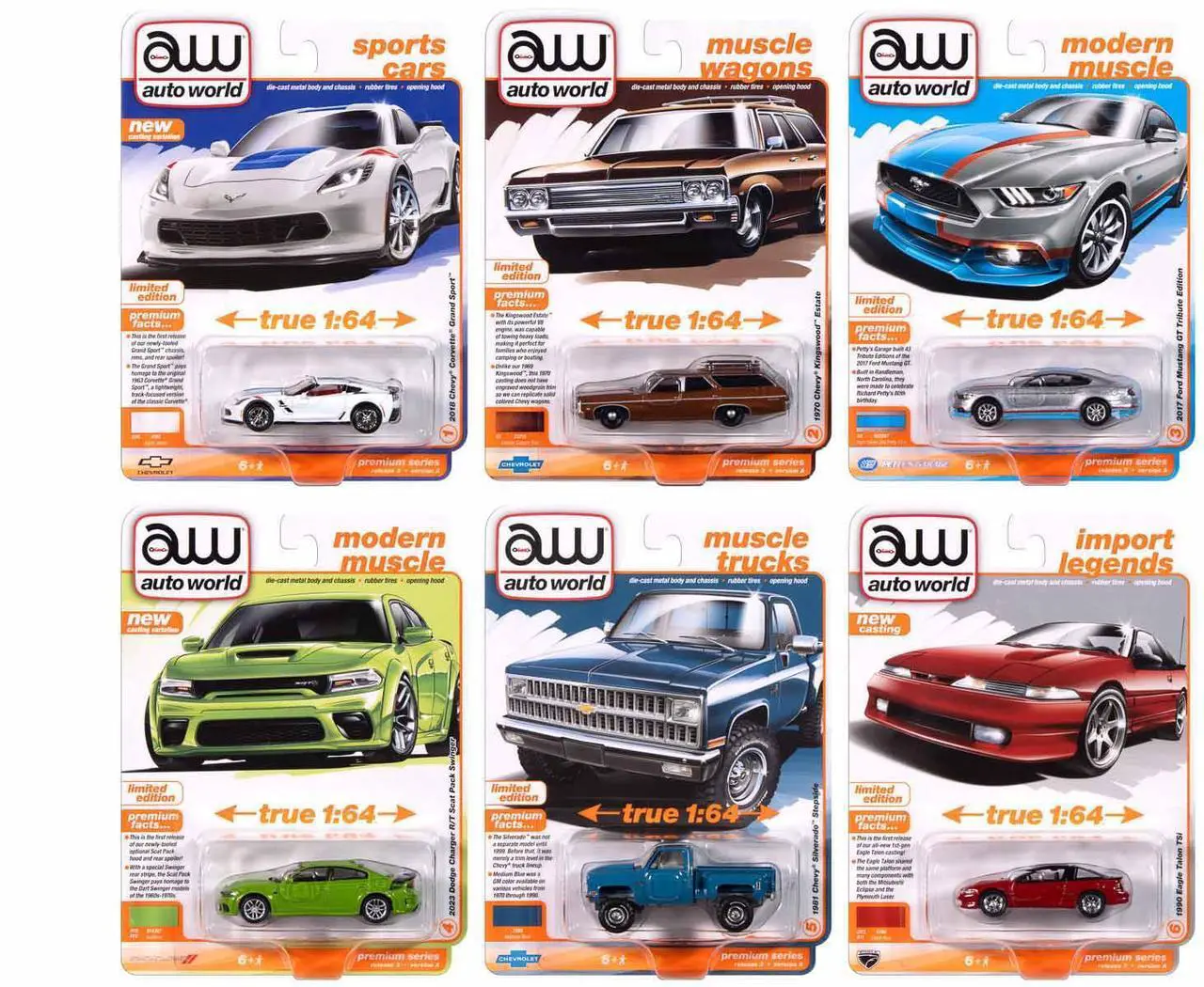 Main image of Auto World Premium 2024 Set A of 6 pieces Release 3 1/64 Diecast Model Cars by Auto World