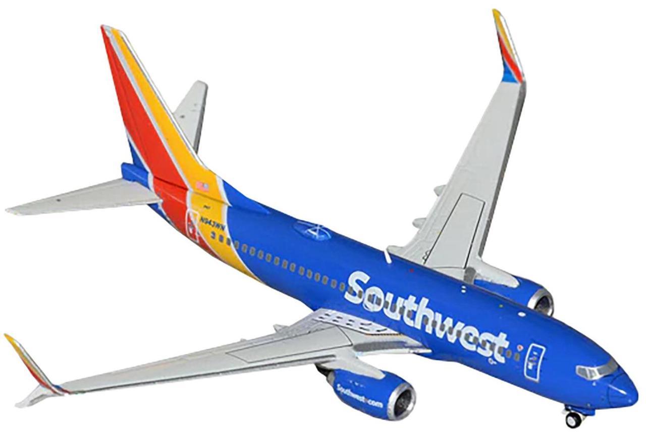 Alt view image 2 of 3 - Boeing 737-700 Commercial Aircraft "Southwest Airlines" Blue with Striped Tail 1/400 Diecast Model Airplane by GeminiJets