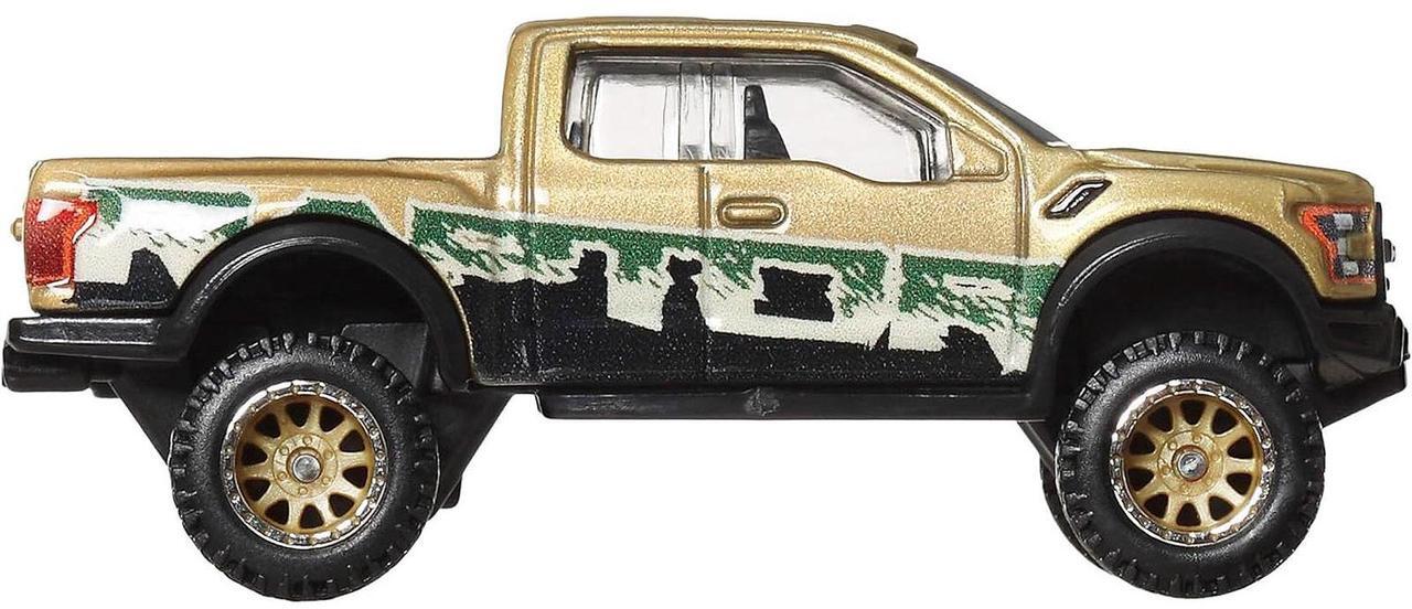 Alt view image 3 of 6 - 2017 Ford F-150 Raptor Pickup Truck Gold Metallic with Graphics "HW Off Road" Series Diecast Model Car by Hot Wheels