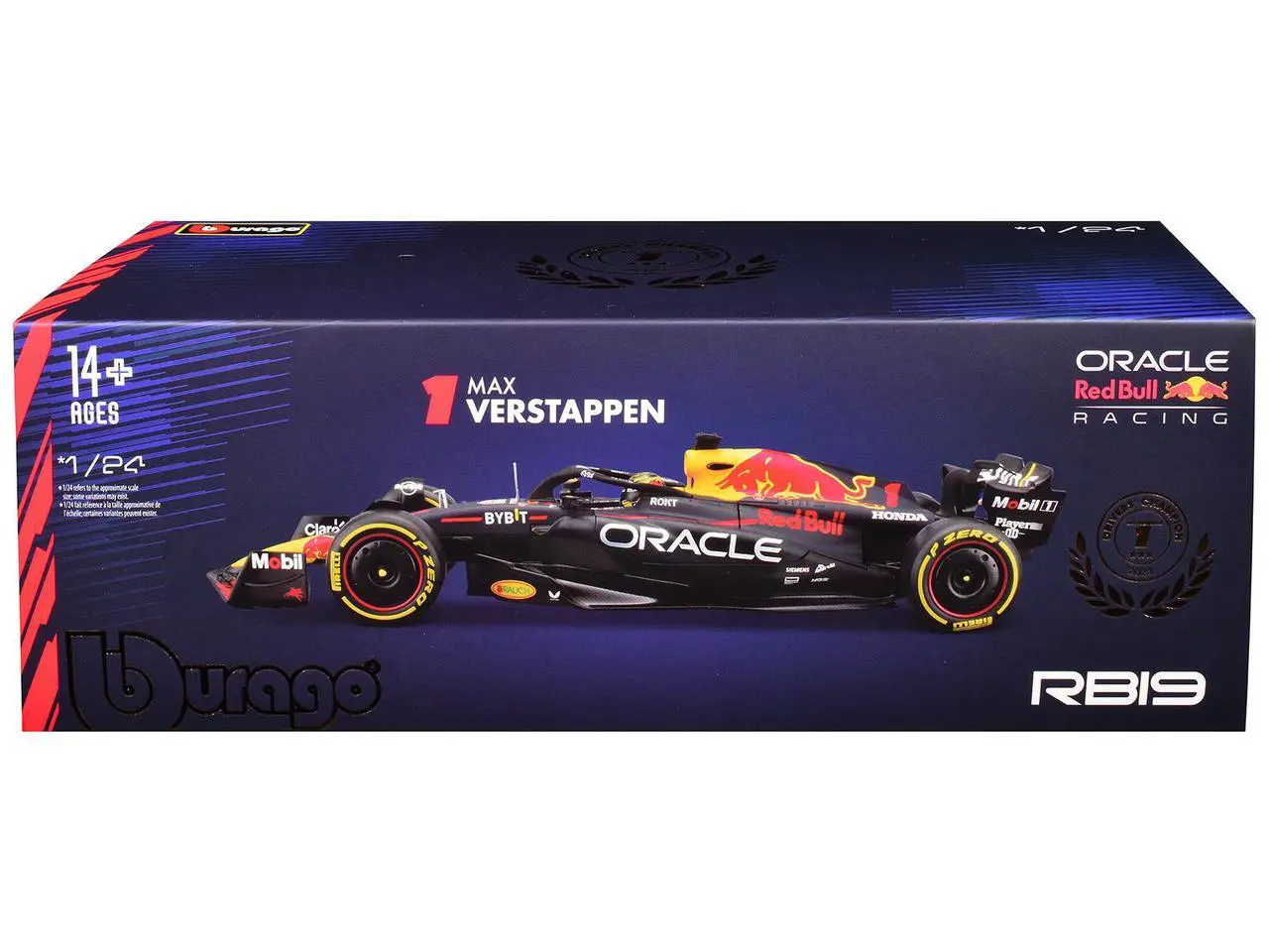 Alt view image 5 of 6 - Red Bull Racing RB19 #1 "Oracle" Winner F1 Championship "Drivers' Champion" (2023) w/Case 1/24 Diecast Model Car by Bburago