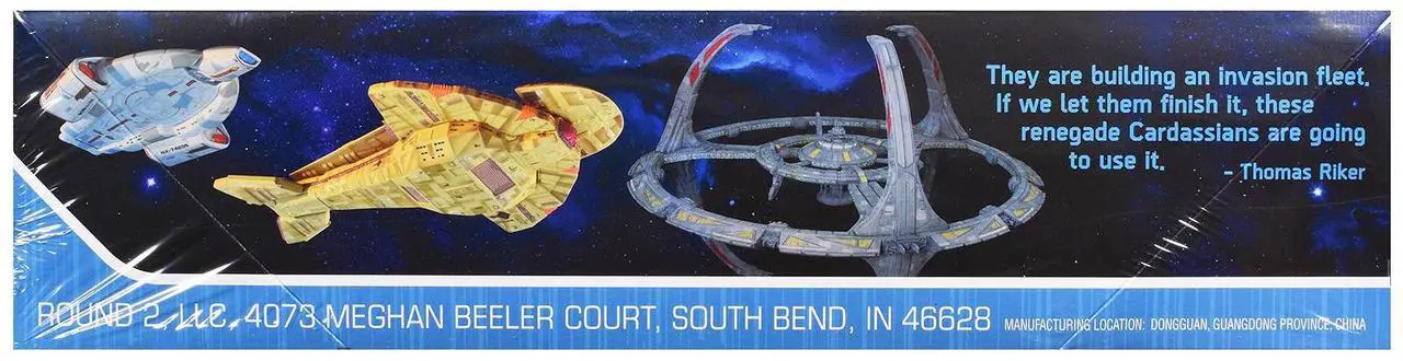 Alt view image 3 of 4 - Skill 2 Model Kit Deep Space 9 Space Station with USS Space Ship and Cadassian Keldon-Class Cruiser 1/3300 Scale Model by AMT