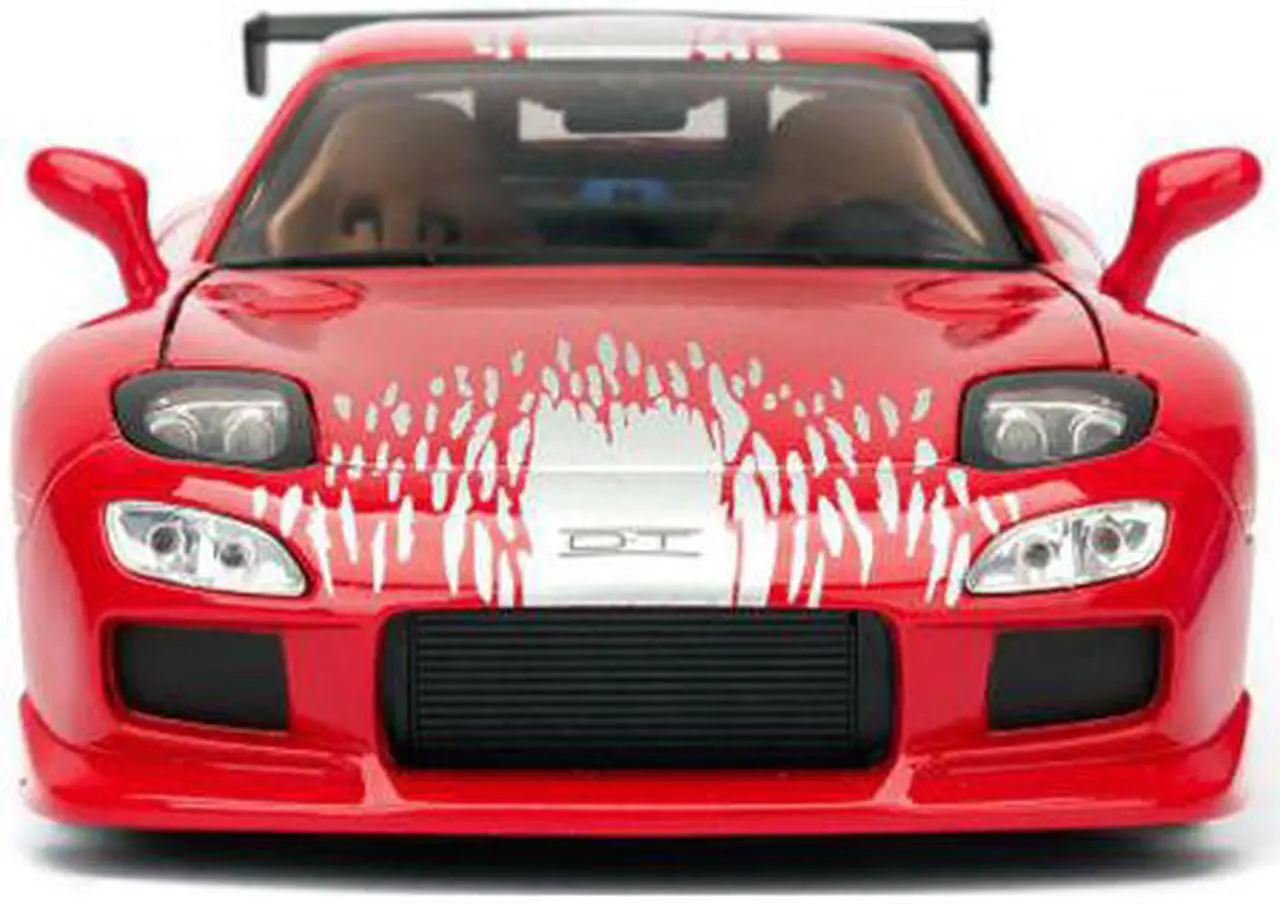 Alt view image 4 of 6 - Dom's Mazda RX-7 Red with Graphics "Fast & Furious" Movie 1/24 Diecast Model Car by Jada