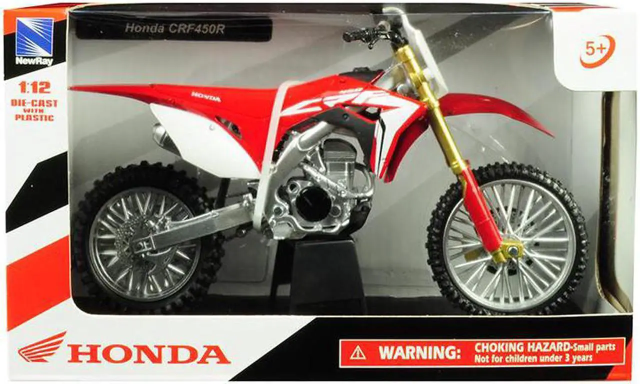 Alt view image 3 of 6 - New Ray 57873 1 by 12 Scale Diecast for Honda CRF450R Motorcycle Model, Red