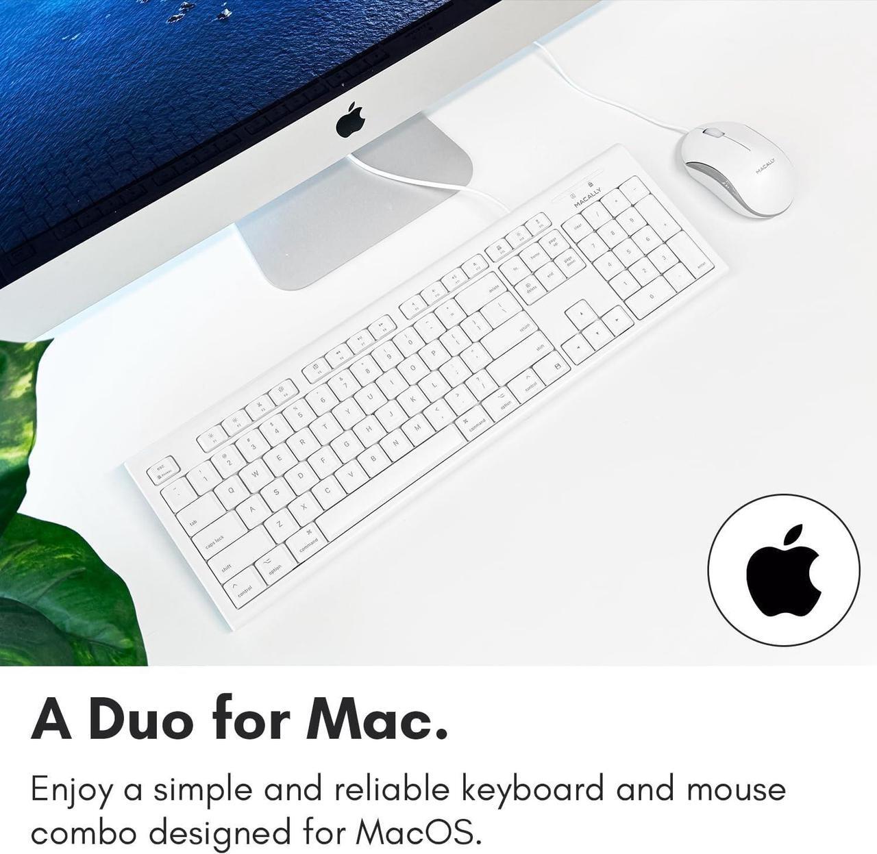 Alt view image 2 of 4 - Macally Full Size USB Keyboard and Optical USB Mouse Combo for Mac