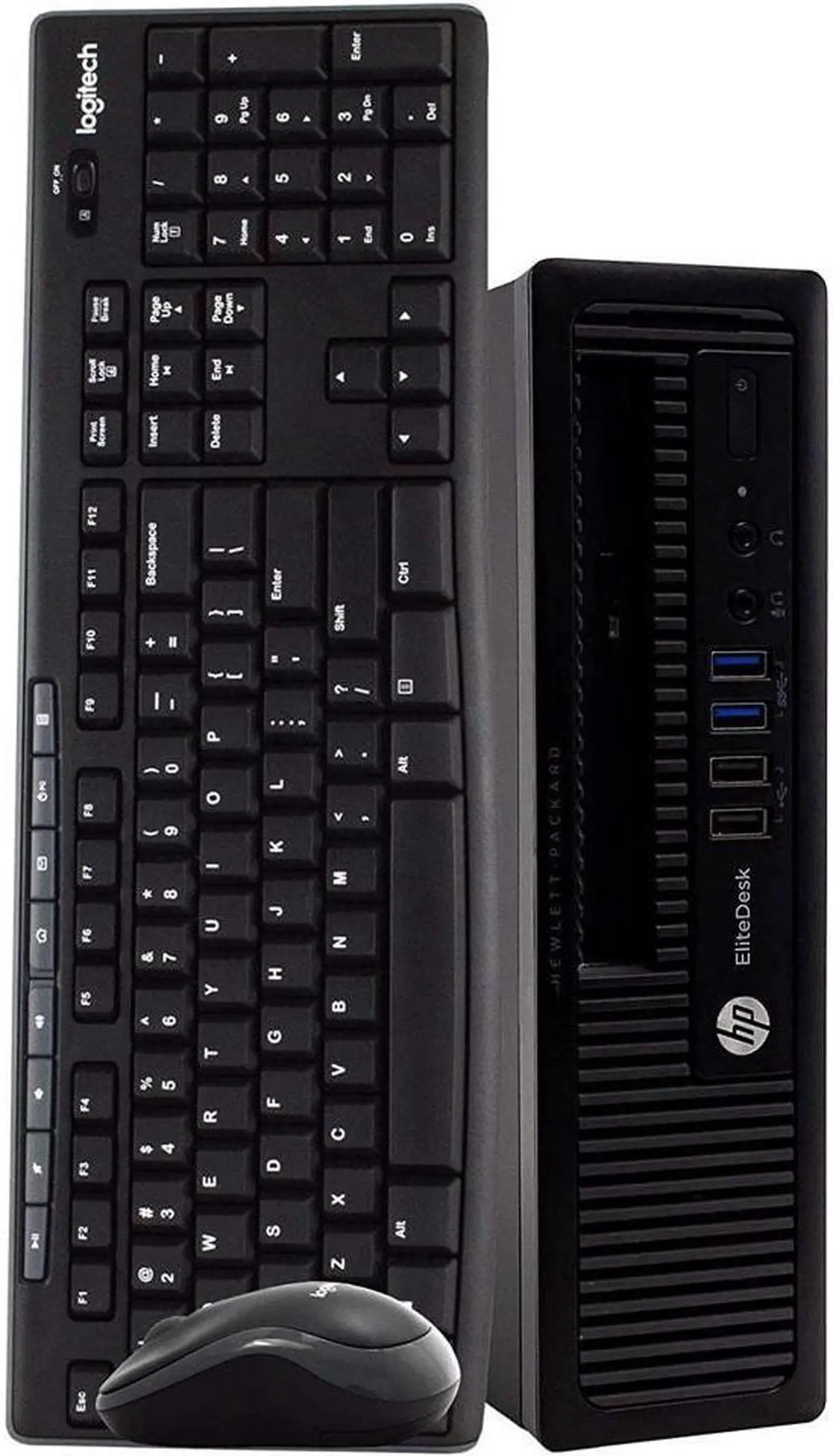 Main image of HP EliteDesk 800 G1 Desktop Ultra Small Business PC Computer, Intel Quad Core i5, 4GB RAM, 500GB Hard Drive, Windows 10 Home, 16GB Flash Drive, Wireless Keyboard & Mouse, WiFi