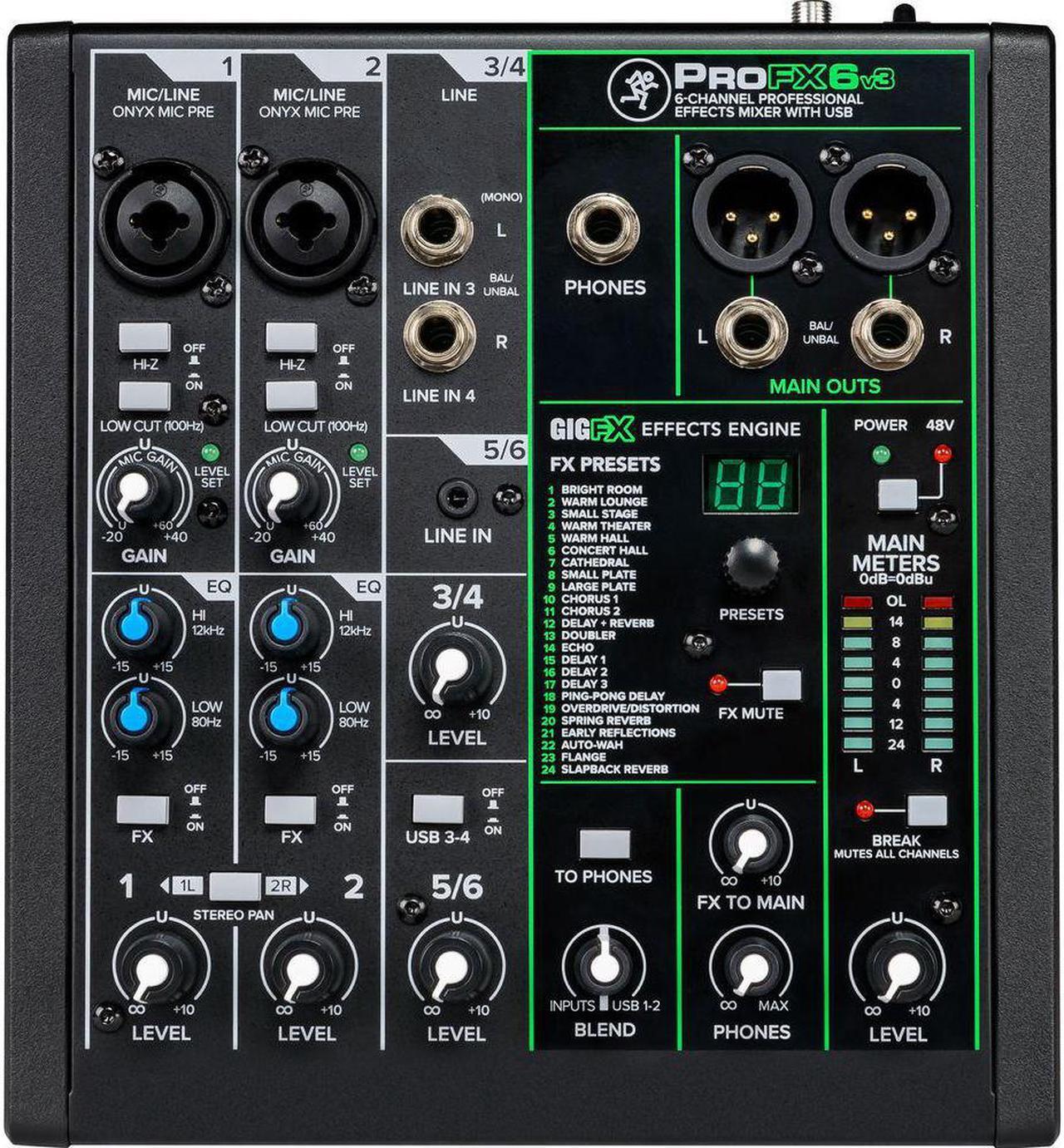 Alt view image 17 of 20 - Mackie ProFX Series, 6 Mixer - Unpowered, 6-Channel w/USB (ProFX6v3)
