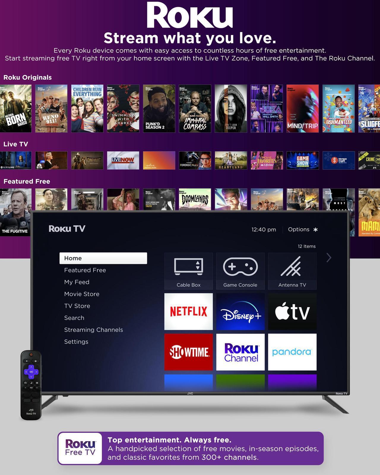 Alt view image 3 of 8 - JVC 43" Select Series 4K UHD HDR LED Roku Smart TV (JVC-LT43MAW595)