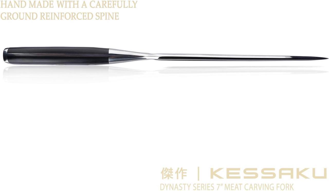 Alt view image 4 of 7 - Kessaku Meat Fork - 7 inch - Dynasty Series - Dual-Prong Carving & BBQ Fork - Forged High Carbon Stainless Steel - G10 Garolite Handle