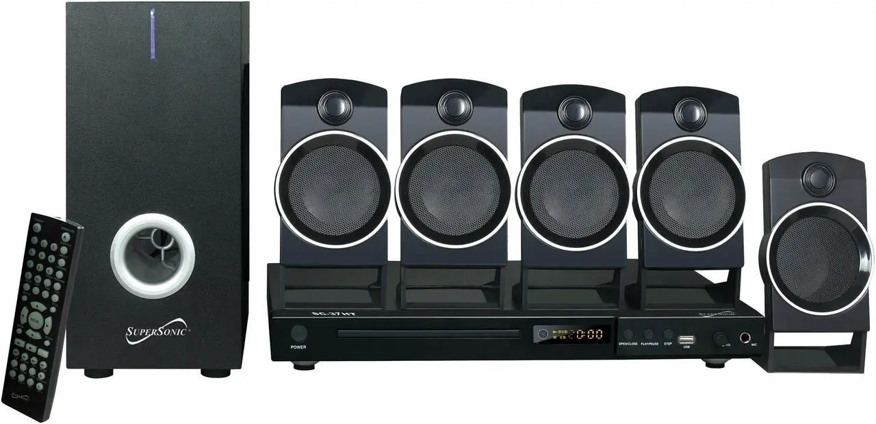 Alt view image 4 of 15 - SUPERSONIC SC-37HT 5.1 Channel Dvd Home Theater System With USB Input & Karaoke Function