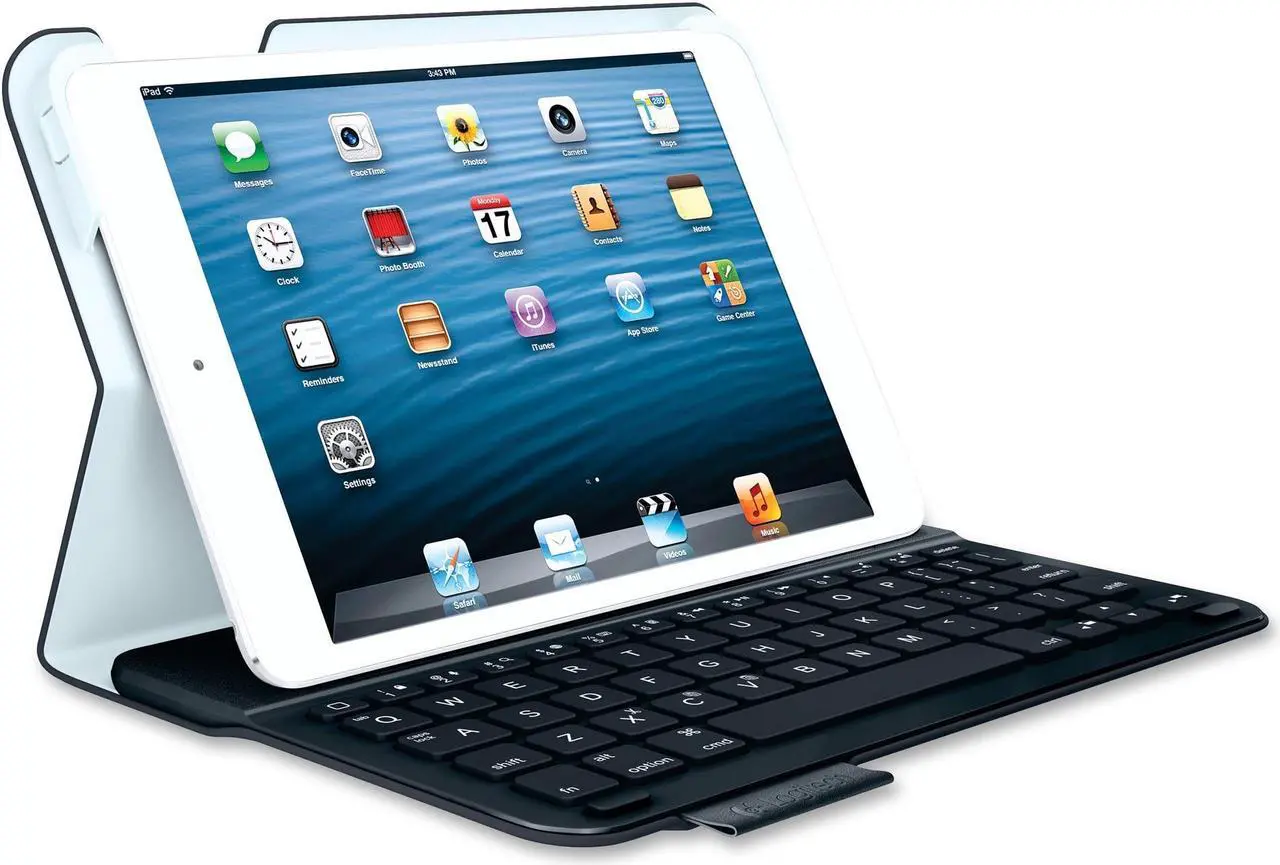Alt view image 2 of 14 - Logitech 920-005893 Logitech Ultrathin Keyboard Folio (PU Leather) for iPad mini Carbon Black