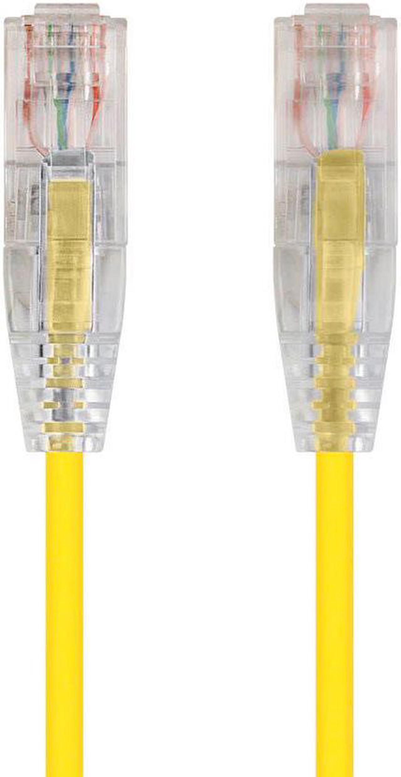 Monoprice Cat6 Ethernet Patch Cable - 0.5ft - Yellow, Snagless RJ45 Stranded 550MHz UTP CMR Riser Rated Pure Bare Copper Wire 28AWG - SlimRun Series