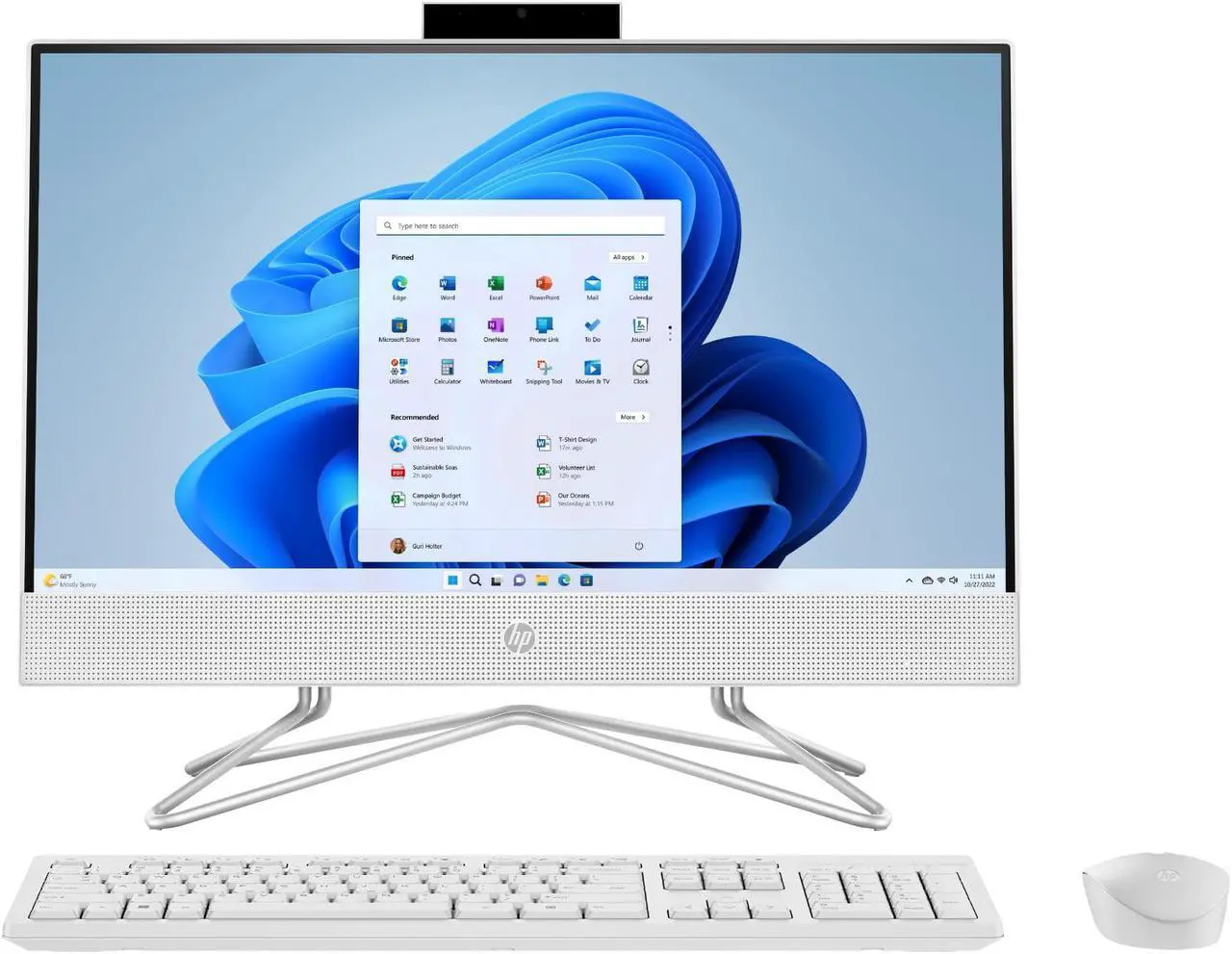 Alt view image 2 of 3 - HP 22-dd0143w 21.5" FHD AIO Intel Pentium J5040 2.0GHz 8GB 128GB W11H S