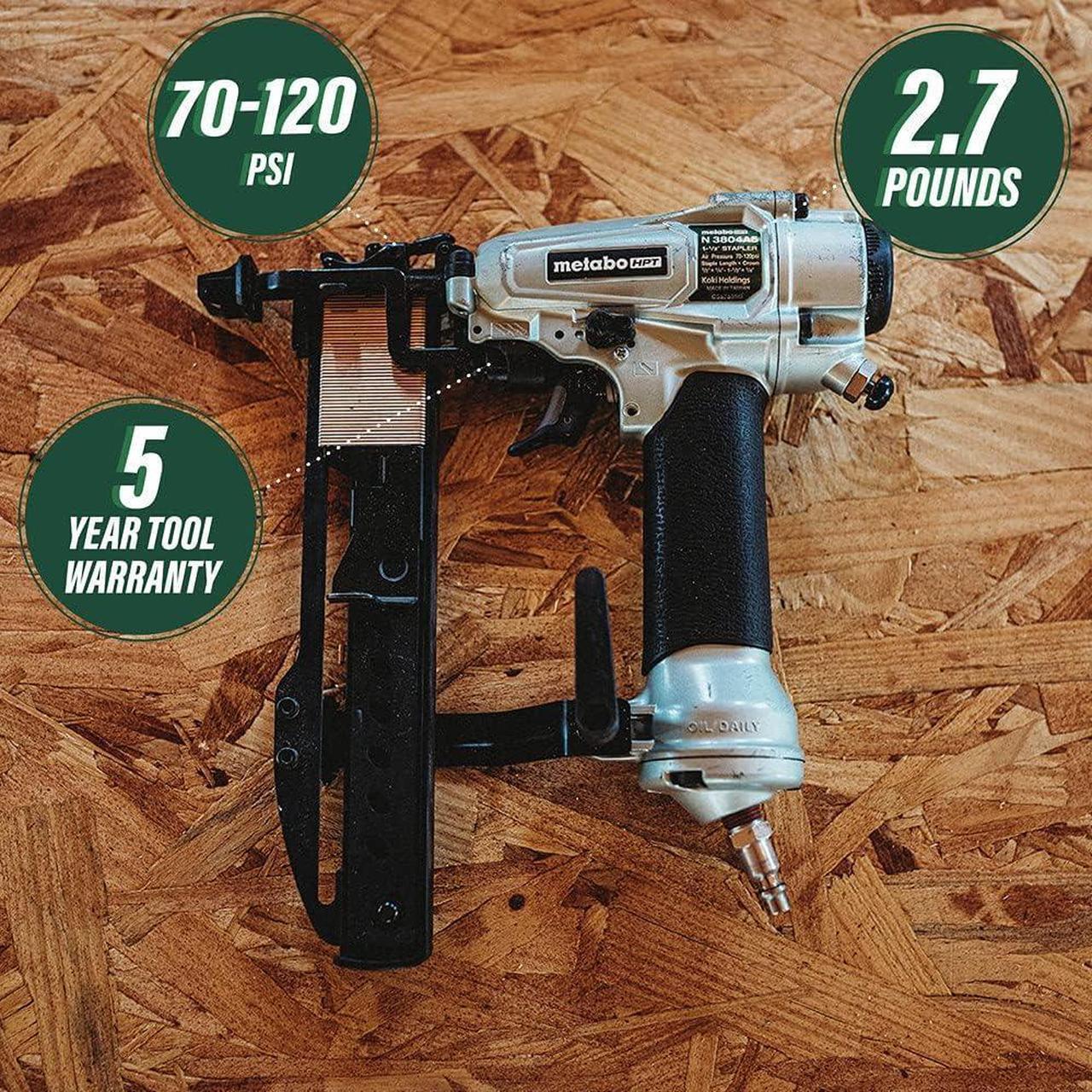 Alt view image 4 of 6 - Metabo HPT Pro Finish Stapler, Pneumatic | Air Duster, Belt Hook | N3804A5