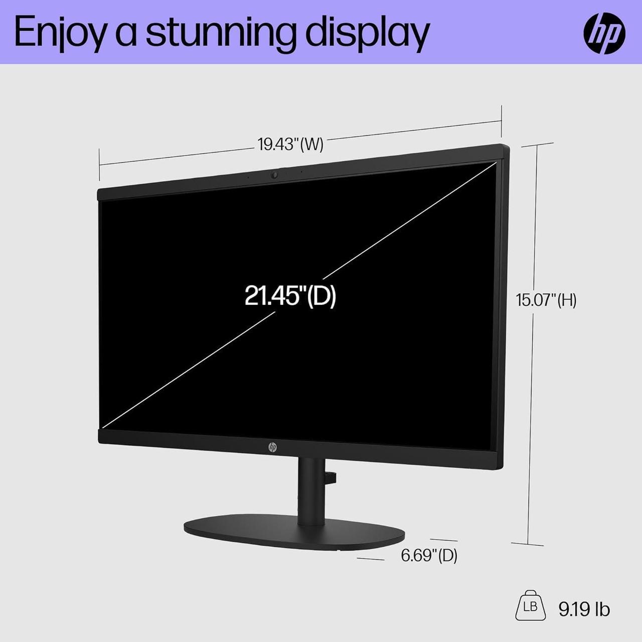 Alt view image 2 of 4 - HP 22-dg0029 21.45" FHD AIO Intel Processor N100 8GB 256GB W11H Black