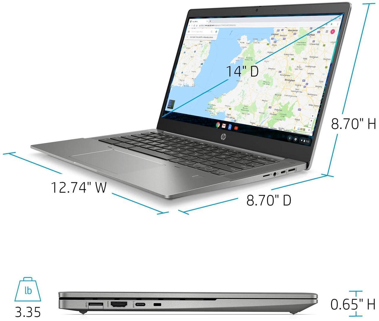 Alt view image 6 of 7 - HP Chromebook 14b-nb 14" HD Laptop Intel Core i3-115G4 4GB RAM 128GB SSD Chrome