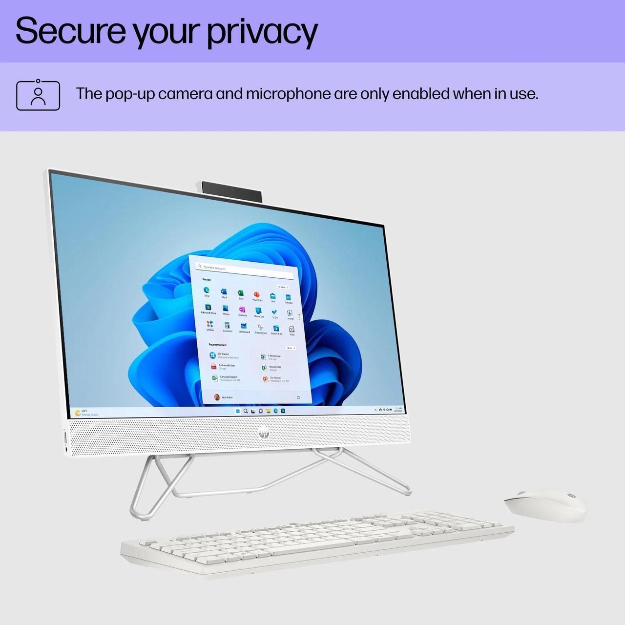 Alt view image 3 of 7 - HP 24-cb1023w 23.8" FHD Touch All-in-One PC Intel i3-1215U 8GB 256GB W11H