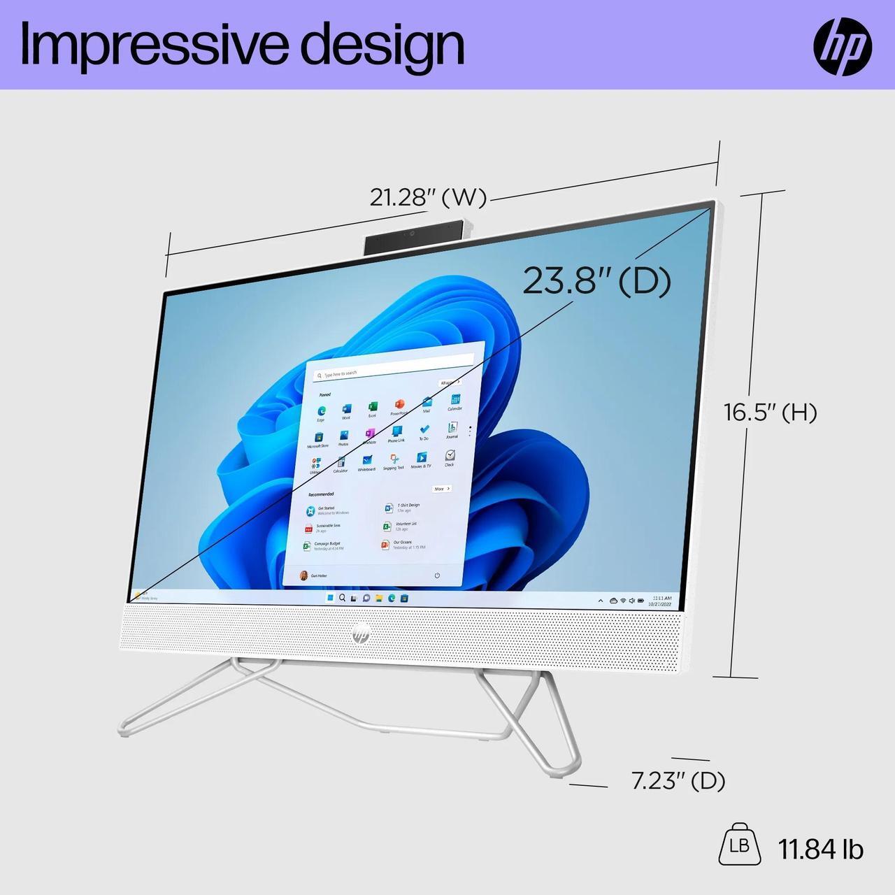 Alt view image 2 of 7 - HP 24-cb1023w 23.8" FHD Touch All-in-One PC Intel i3-1215U 8GB 256GB W11H
