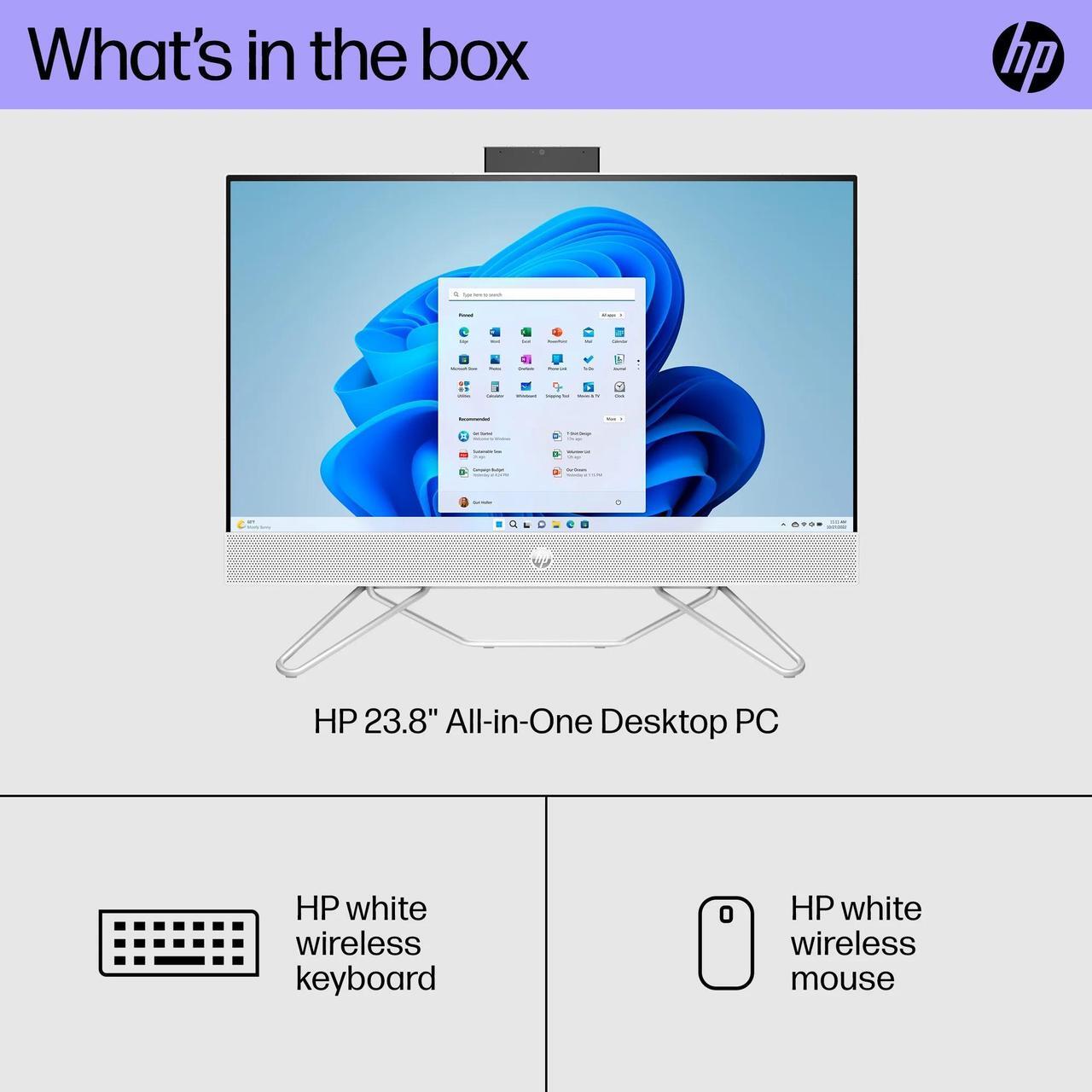 Alt view image 5 of 7 - HP 24-cb1023w 23.8" FHD Touch All-in-One PC Intel i3-1215U 8GB 256GB W11H