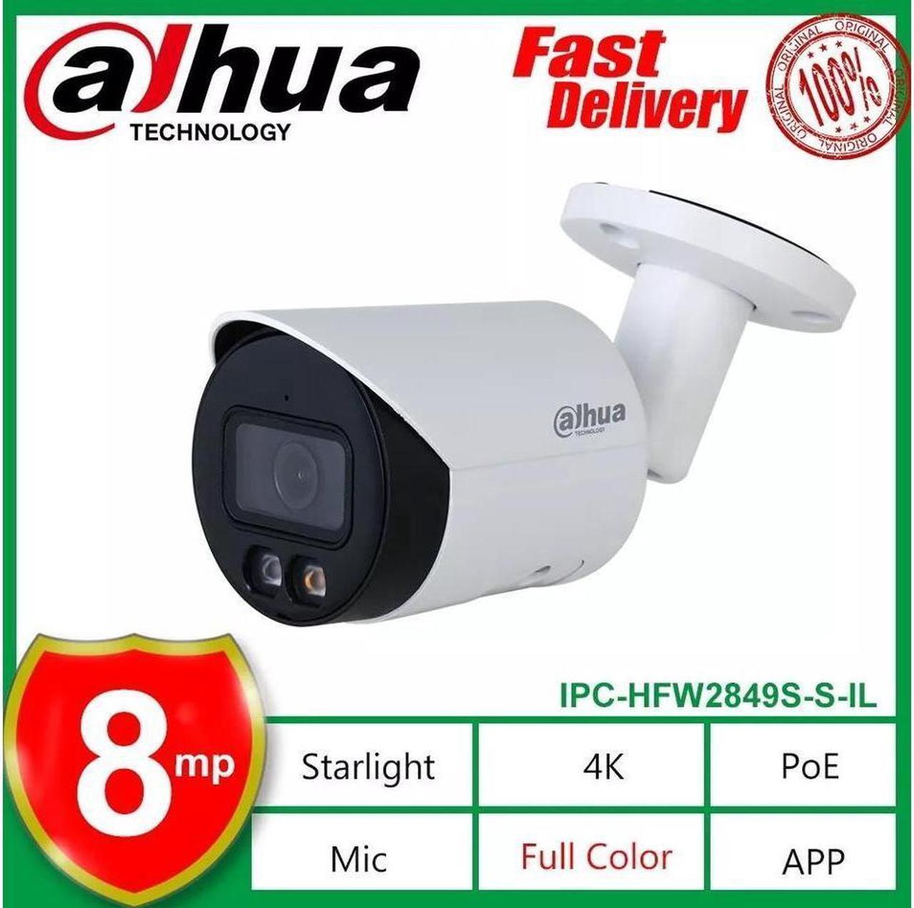 GravaStar 8MP IPC-HFW2849S-S-IL SMD+ PoE Bullet Camera Smart Dual-Light Built In Mic 3.6mm lens