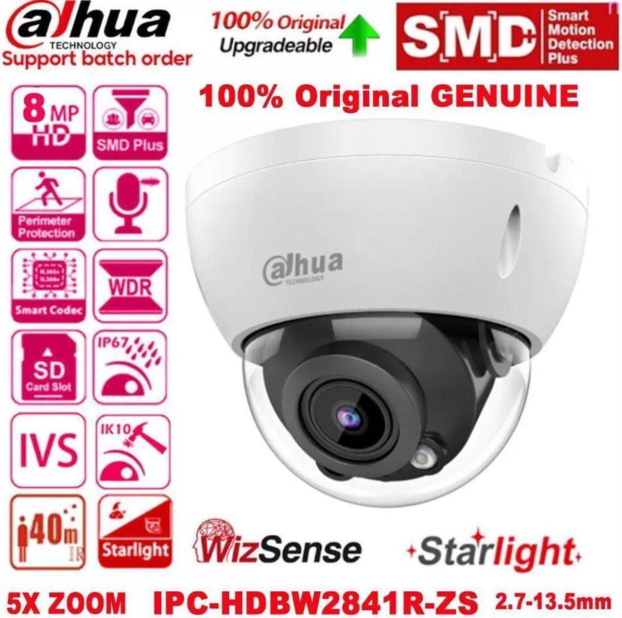 GravaStar 8MP Starlight 5x Zoom WizSense IR SMD+ PoE IP Dome Camera IPC-HDBW2841R-ZS