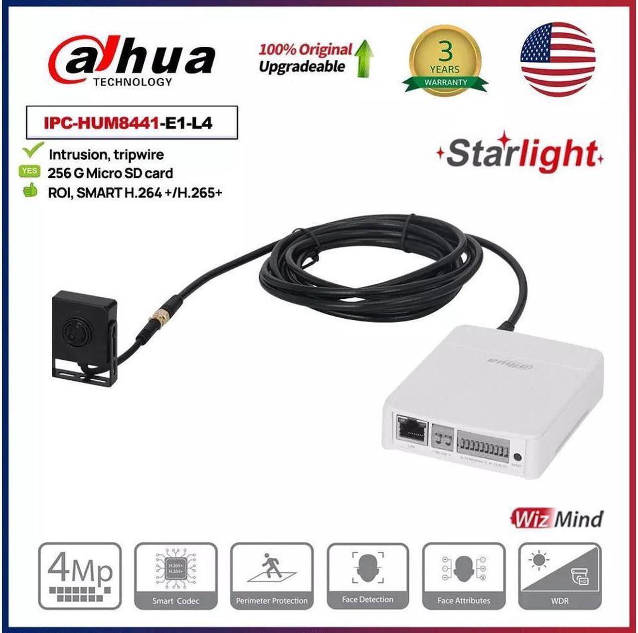 GravaStar IPC-HUM8441-E1-L4 4MP Starlight Covert Pinhole Hidden Spy IP Camera PoE