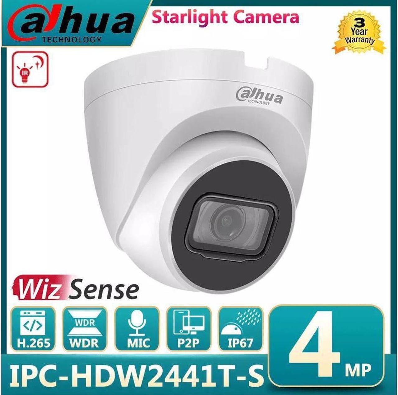 GravaStar 4MP AI Wizsense IP Camera IPC-HDW2441T-S IR Starlight CCTV Home MIC POE US White 2.8mm lens