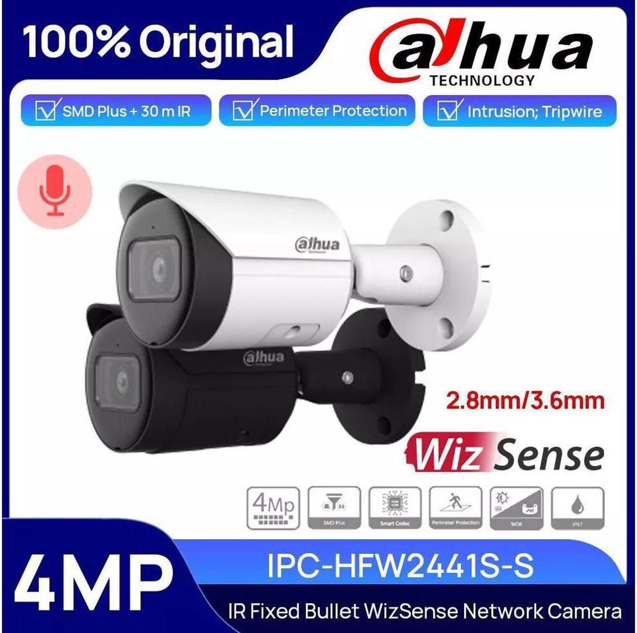 GravaStar IPC-HFW2441S-S 4MP WizSense Starlight Bullet IR IP Camera IR SMD Plus POE White 3.6mm lens