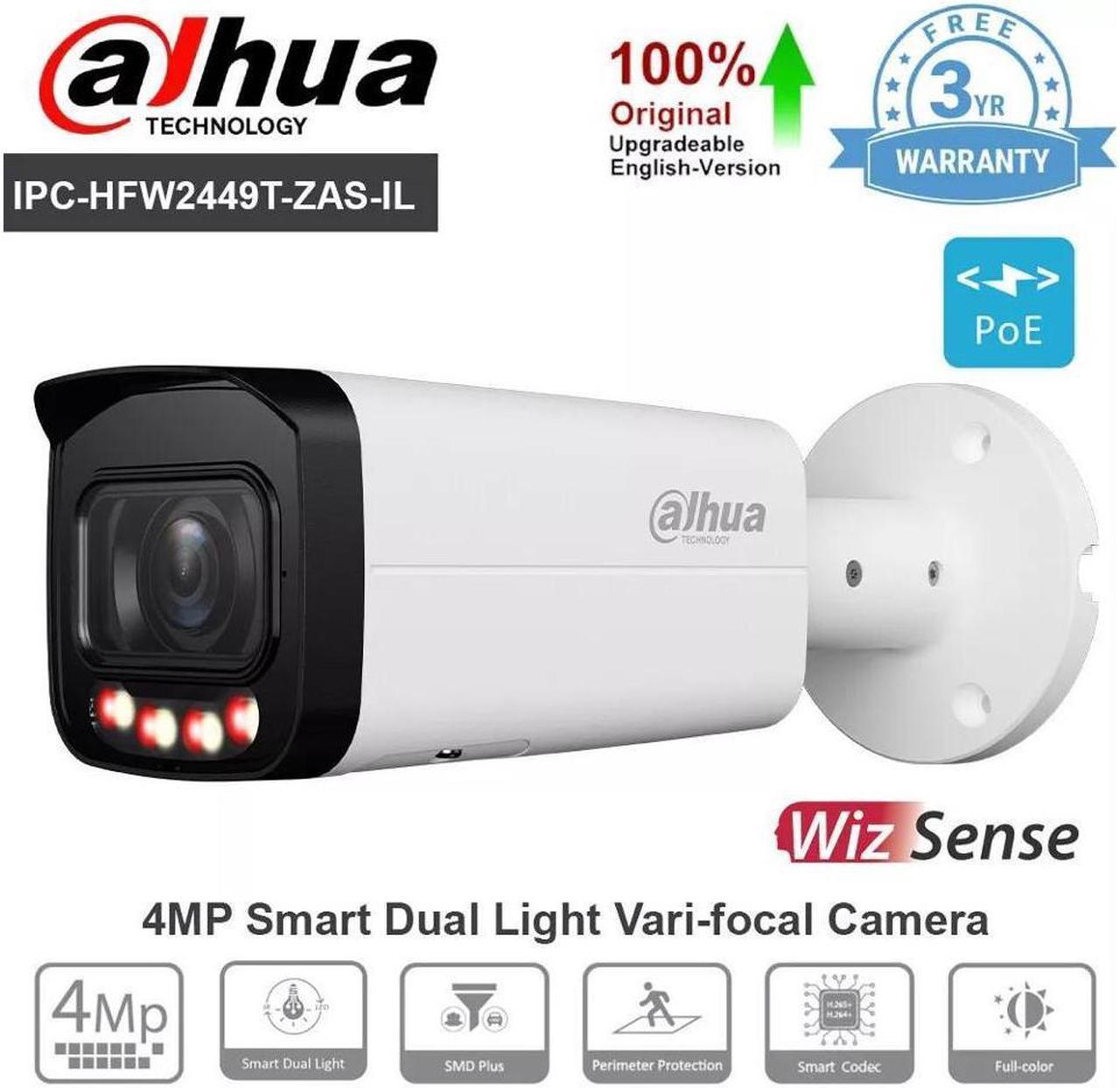 GravaStar IPC-HFW2449T-ZAS-IL 4MP Color 5x Zoom WizSense IP Camera POE Smart-Light