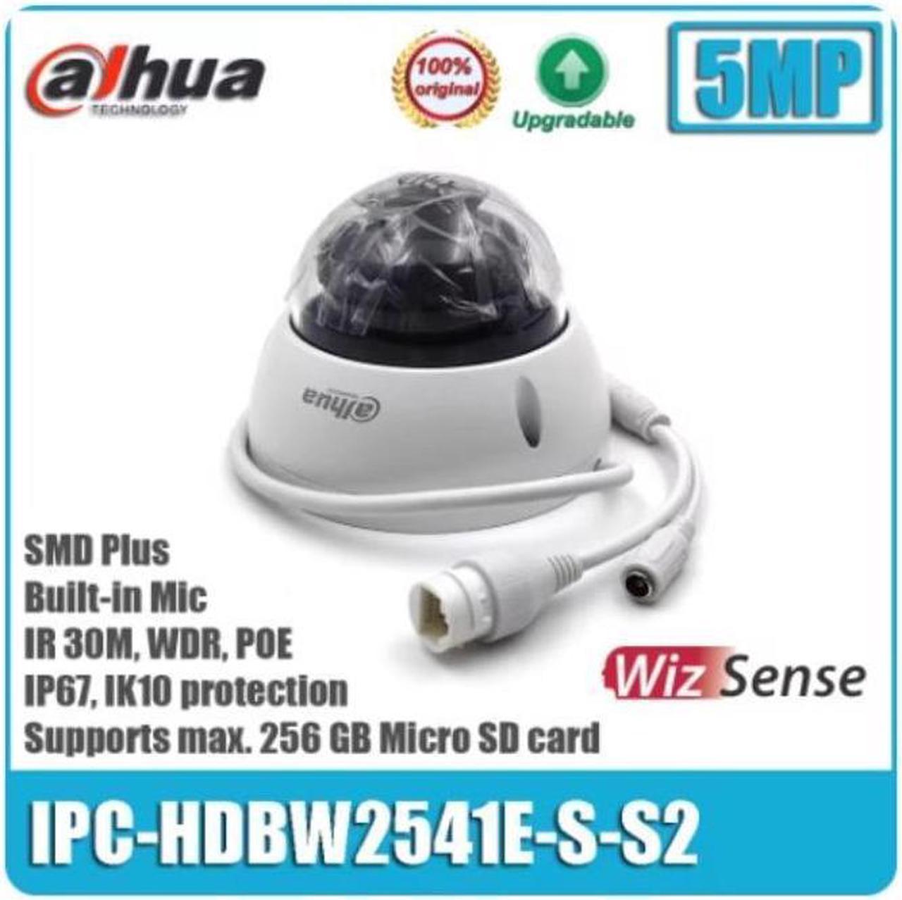 GravaStar IPC-HDBW2541E-S-S2 5MP POE IP67 IK10 Built-in Mic SMD Plus IR Dome WizSense Network Camera