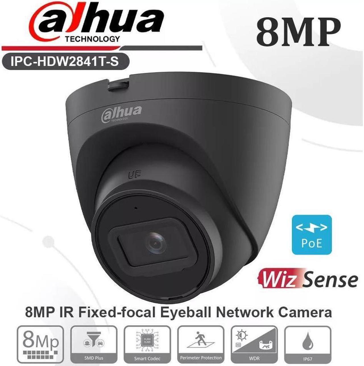 GravaStar IPC-HDW2841T-S 8MP Wizsense SMD Plus Network IP Camera Built-in Mic PoE Black 3.6mm lens