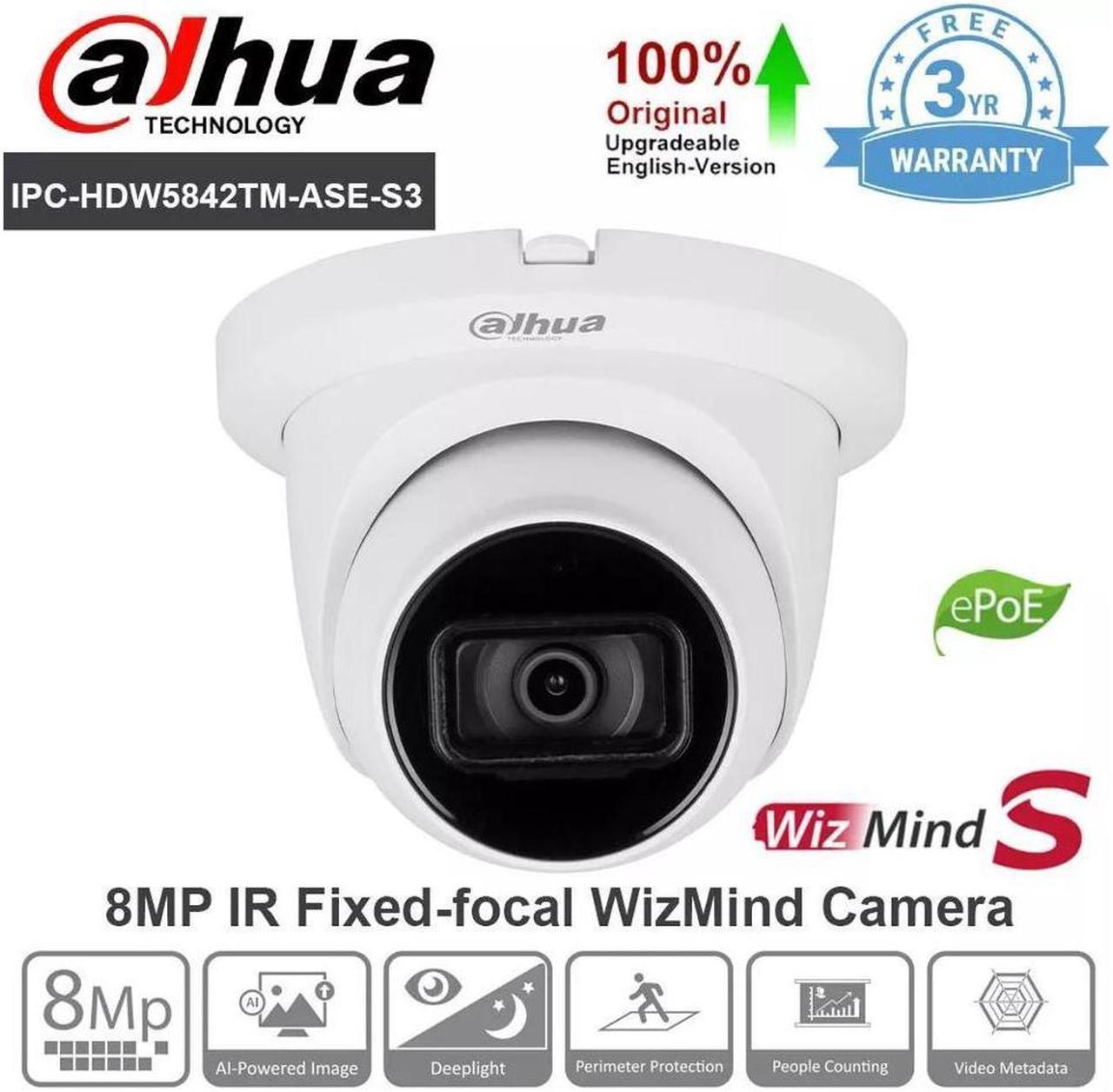 GravaStar IPC-HDW5842TM-ASE-S3 8MP Starlight+ AcuPick IP Camera Analytics+ PoE Mic 3.6mm lens