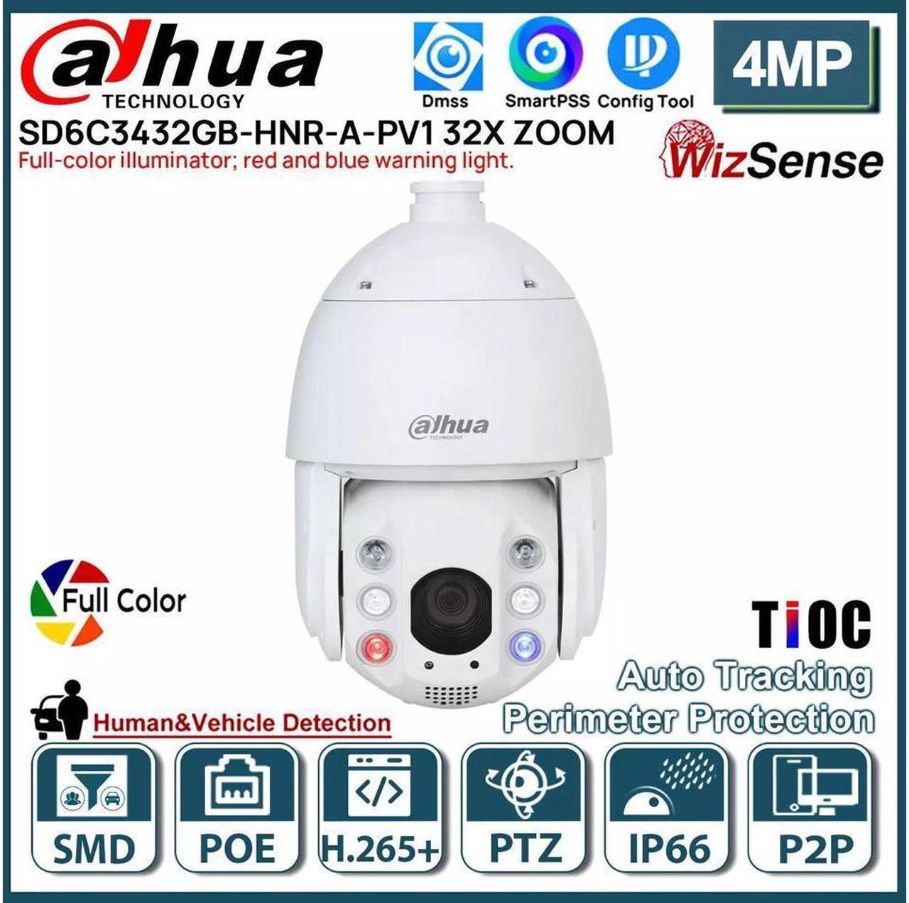 GravaStar 4MP 32x Zoom PTZ Camera Auto-tracking Starlight TiOC SD6C3432GB-HNR-A-PV1