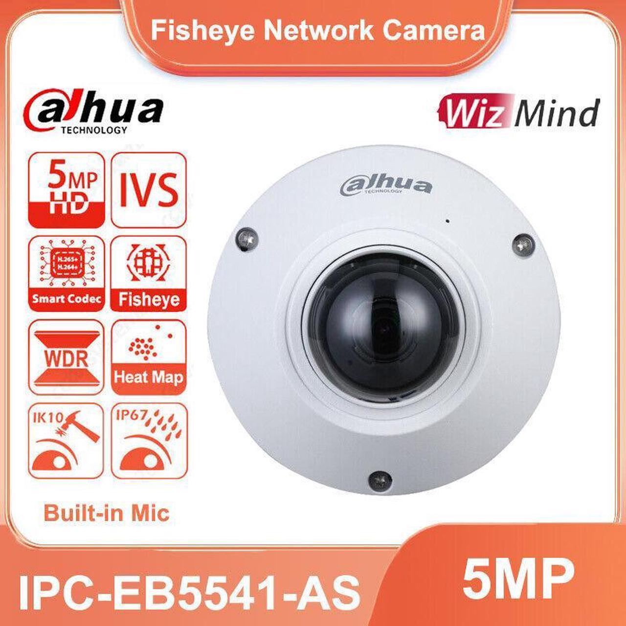 DH 5MP Fisheye WizMind Starlight 360 IP Camera MIC PoE IPC-EB5541-AS