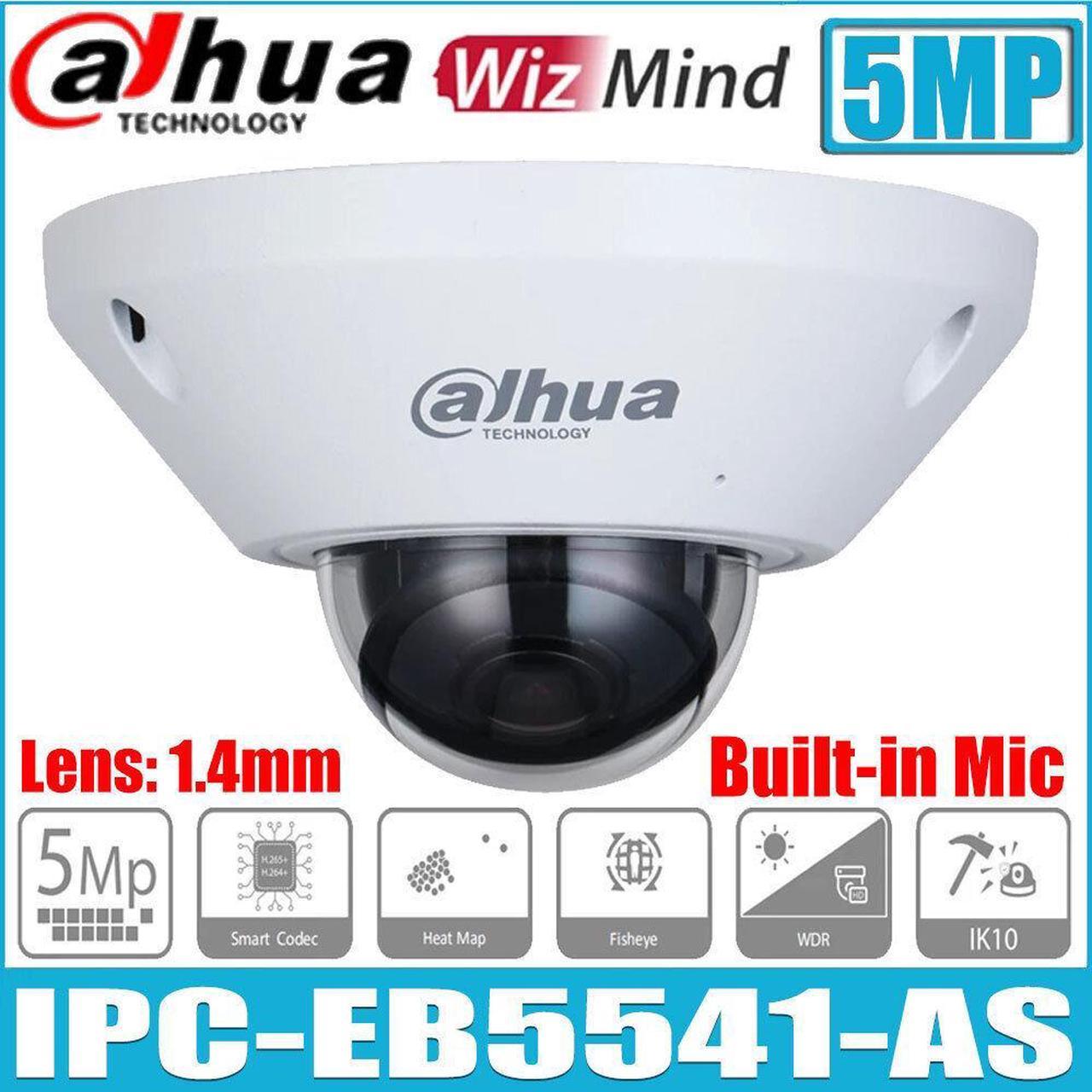 DH IPC-EB5541-AS 5MP Fisheye WizMind Starlight Camera Built-in Mic H.265+ PoE