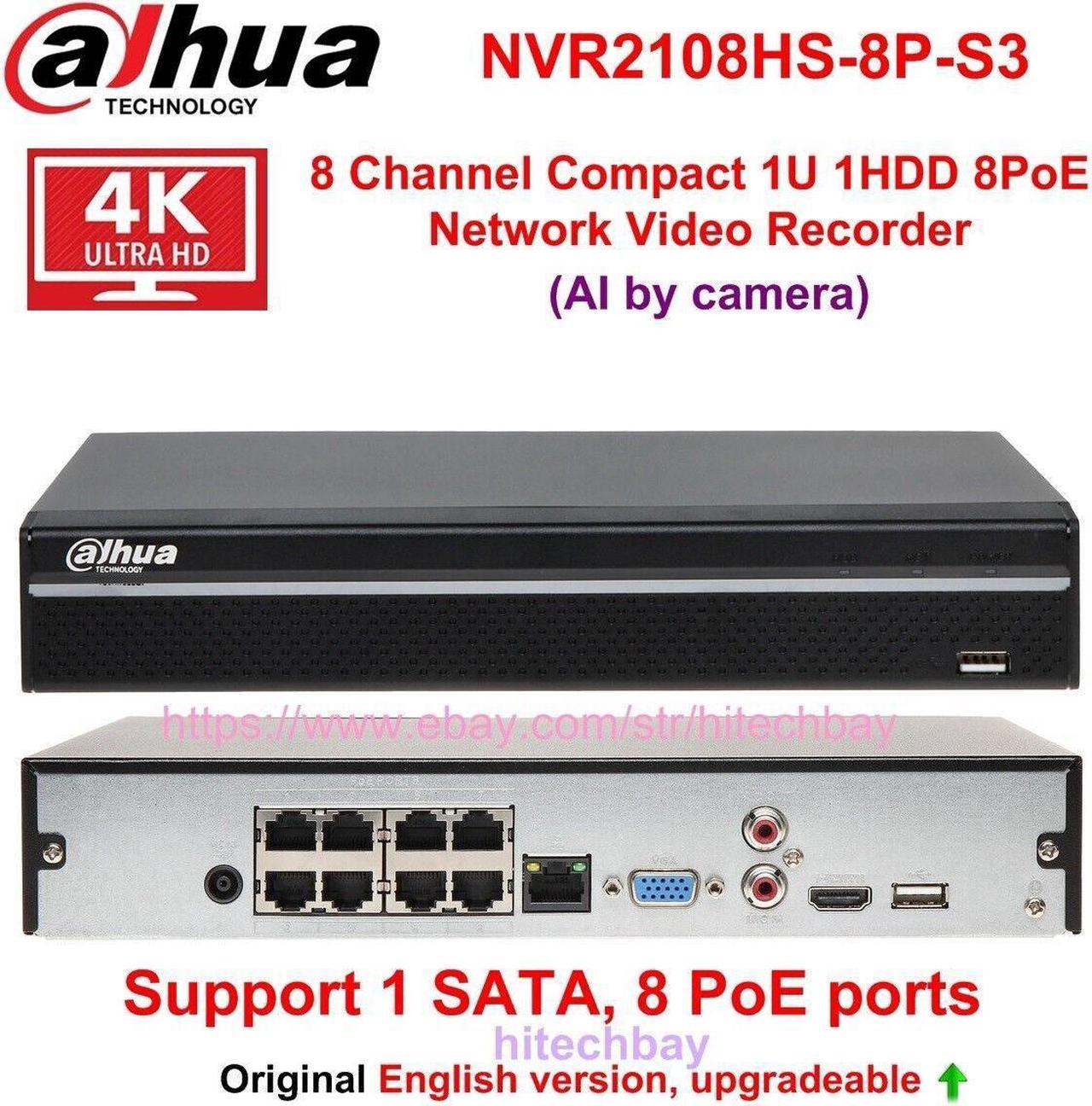 DH Brand New 8CH 8PoE 12MP NVR2108HS-8P-S3 NVR DVR PoE Network Video Recorder