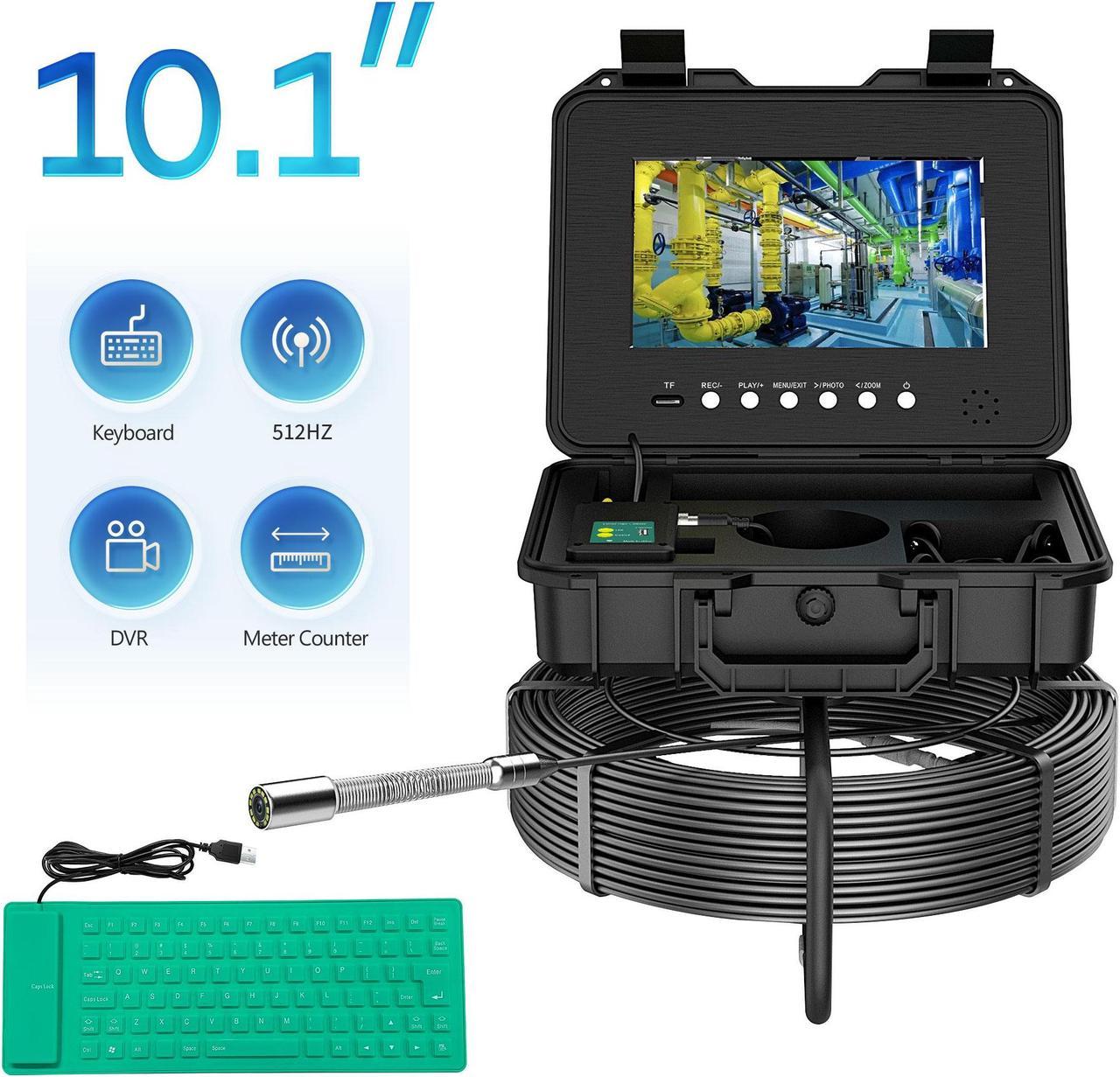 IPS HD DVR Sewer Pipe Inspection Camera 10.1 Inch Pipe Industrial Camera Self-Leveling 512HZ Locator Pipe Inspection Camera Endoscope 20M Pipe Inspection Camera