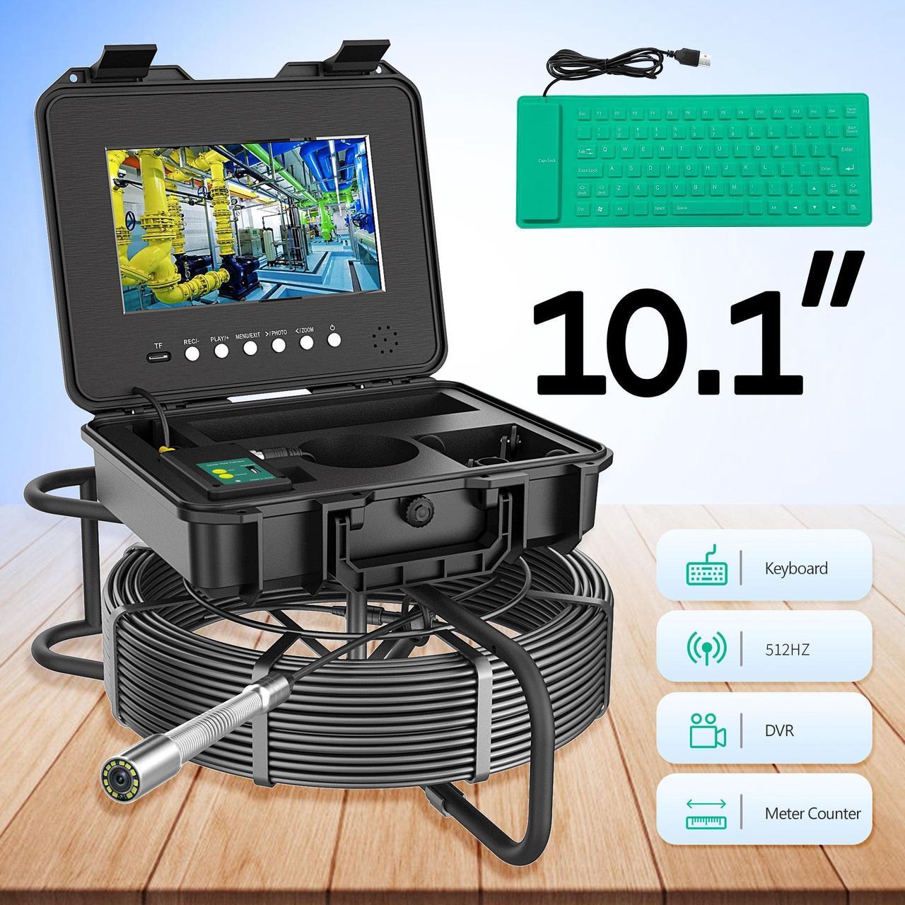 IPS HD 1080P DVR Sewer Pipe Inspection Camera 10.1 Inch Pipe Industrial Camera Self-Leveling  512HZ Locator Pipe Inspection Camera Endoscope 80M Pipe Inspection Camera