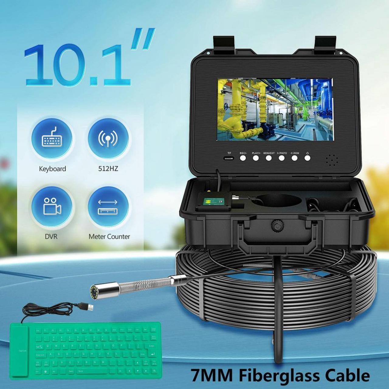 IPS HD 1080P DVR Sewer Pipe Inspection Camera 10.1 Inch Pipe Industrial Camera Self-Leveling 512HZ Locator Pipe Inspection Camera Endoscope 30M Pipe Inspection Camera 7MM diameter cable