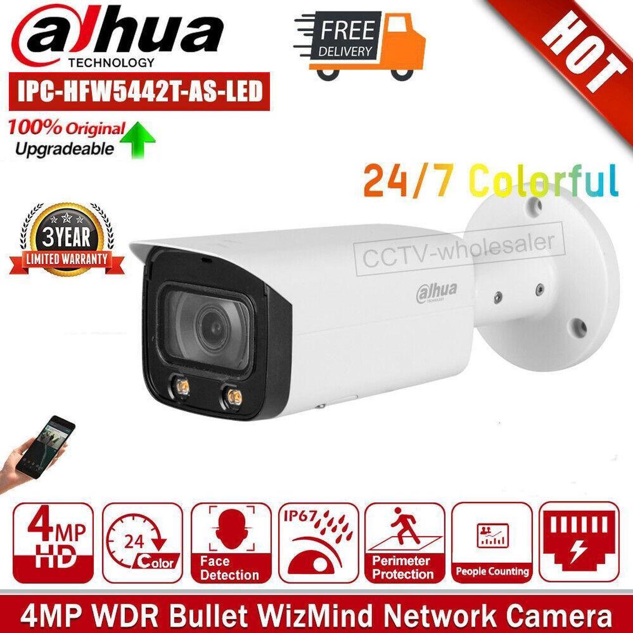 DH 4MP IPC-HFW5442T-AS-LED 6mm Full-Color Starlight WizMind IP Camera WDR(140 dB)