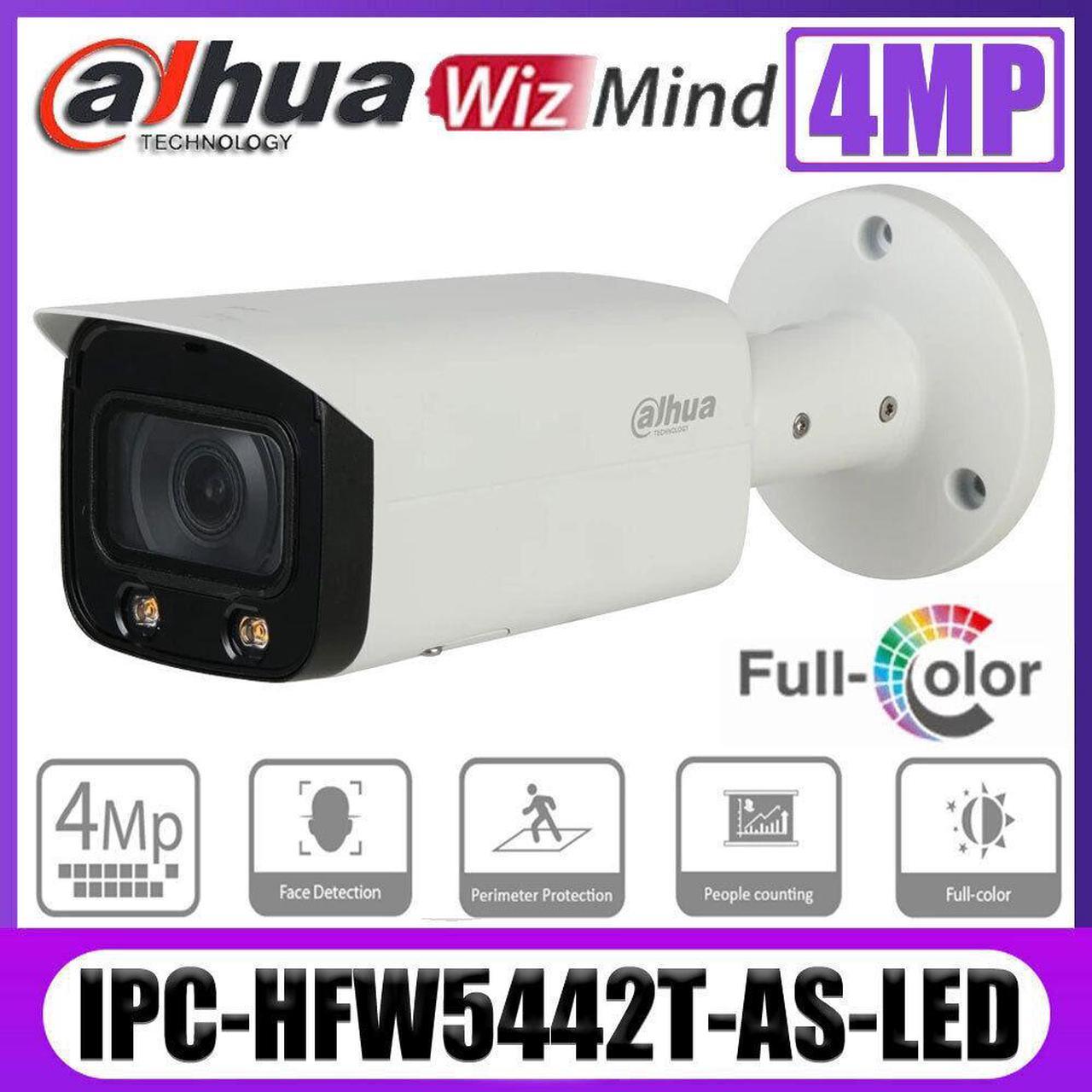 DH 4MP WDR Bullet WizMind Network Camera Full Color IPC-HFW5442T-AS-LED 6mm IR