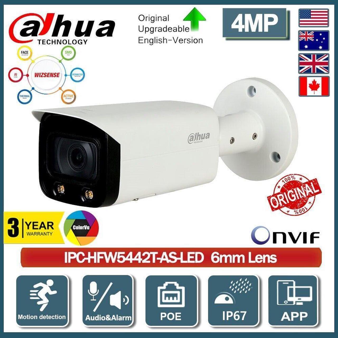 DH 4MP POE Starlight MIC Bullet WizMind Network Camera IPC-HFW5442T-AS-LED 6mm