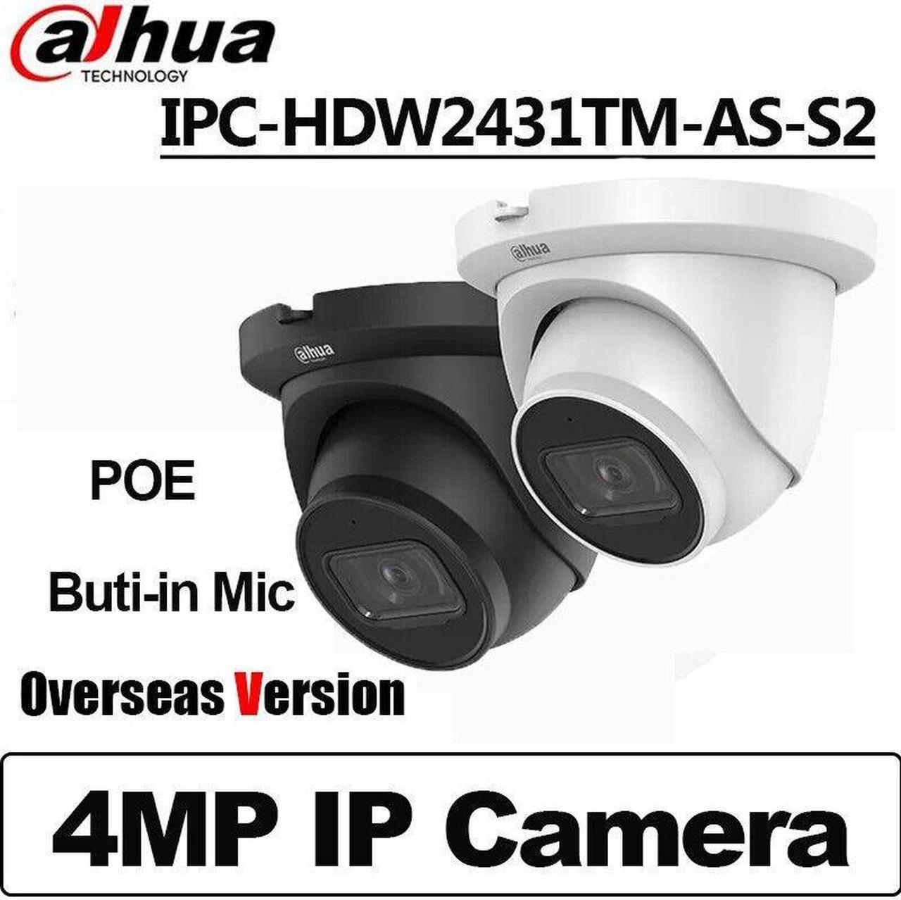 DH IPC-HDW2431TM-AS-S2 4MP PoE IR H.265+ IP67 IK10 Dome Camara Built-in Mic 2.8/3.6mm White 3.6mm Lens